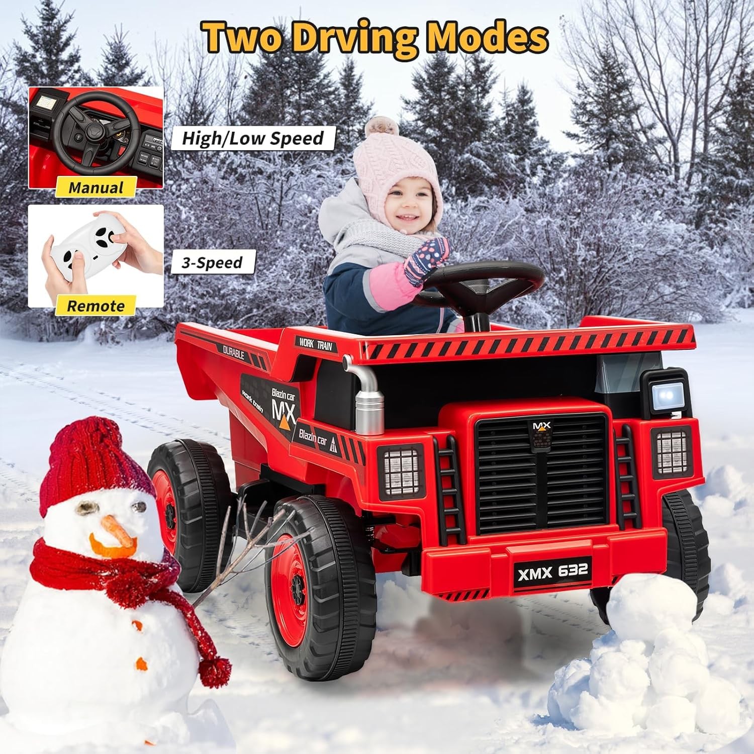Ride on Toy 12V Kids Ride On Dump Truck Electric Toy Car with Remote Control