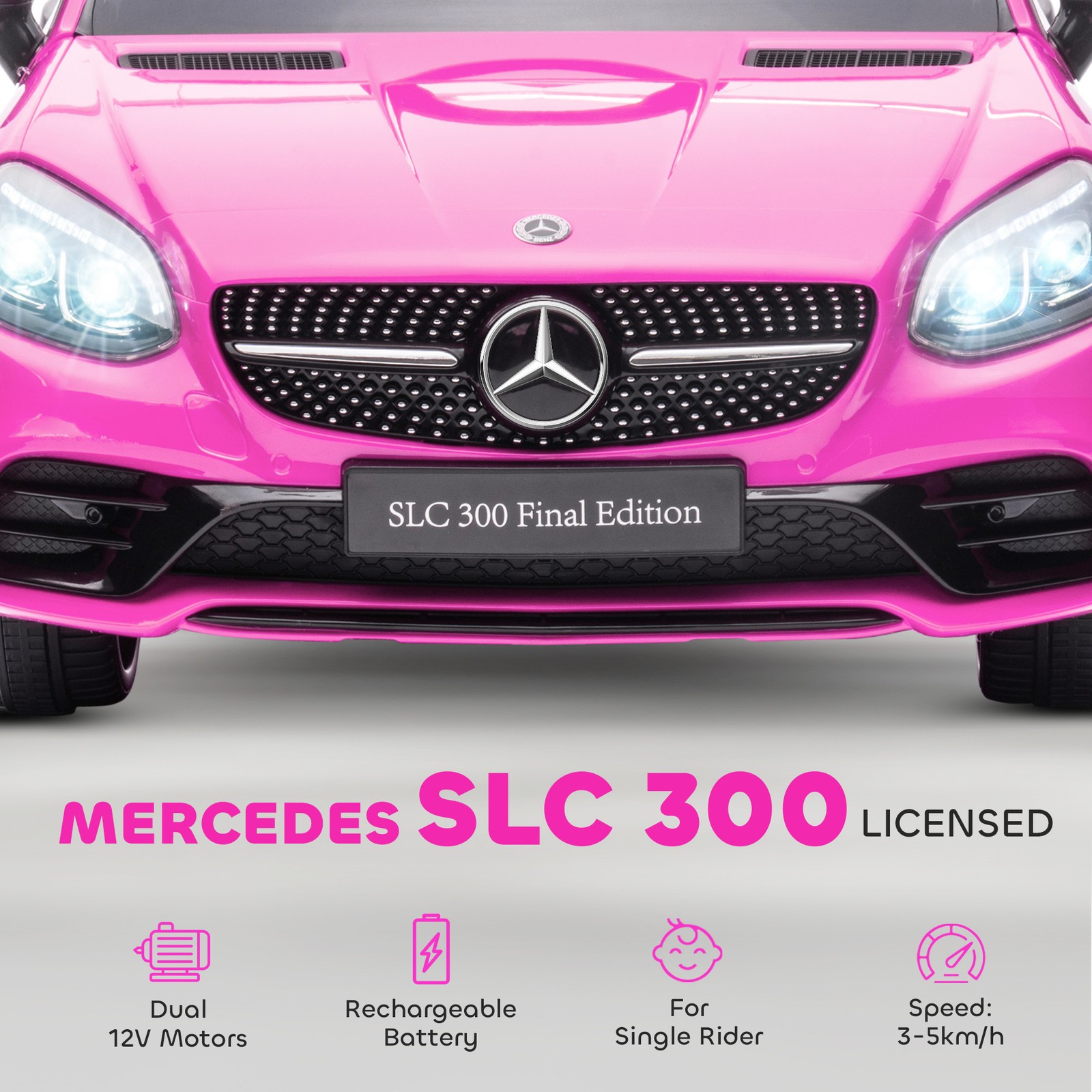 12V Ride On Toy Car for Kids with Remote Control, Pink