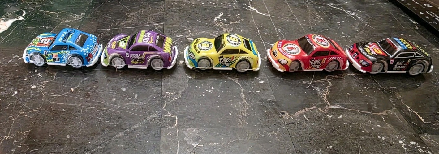 Speed Shotz Pull Back Race Car Lot of 5 Cars Toys Black Blue Red Purple Yellow
