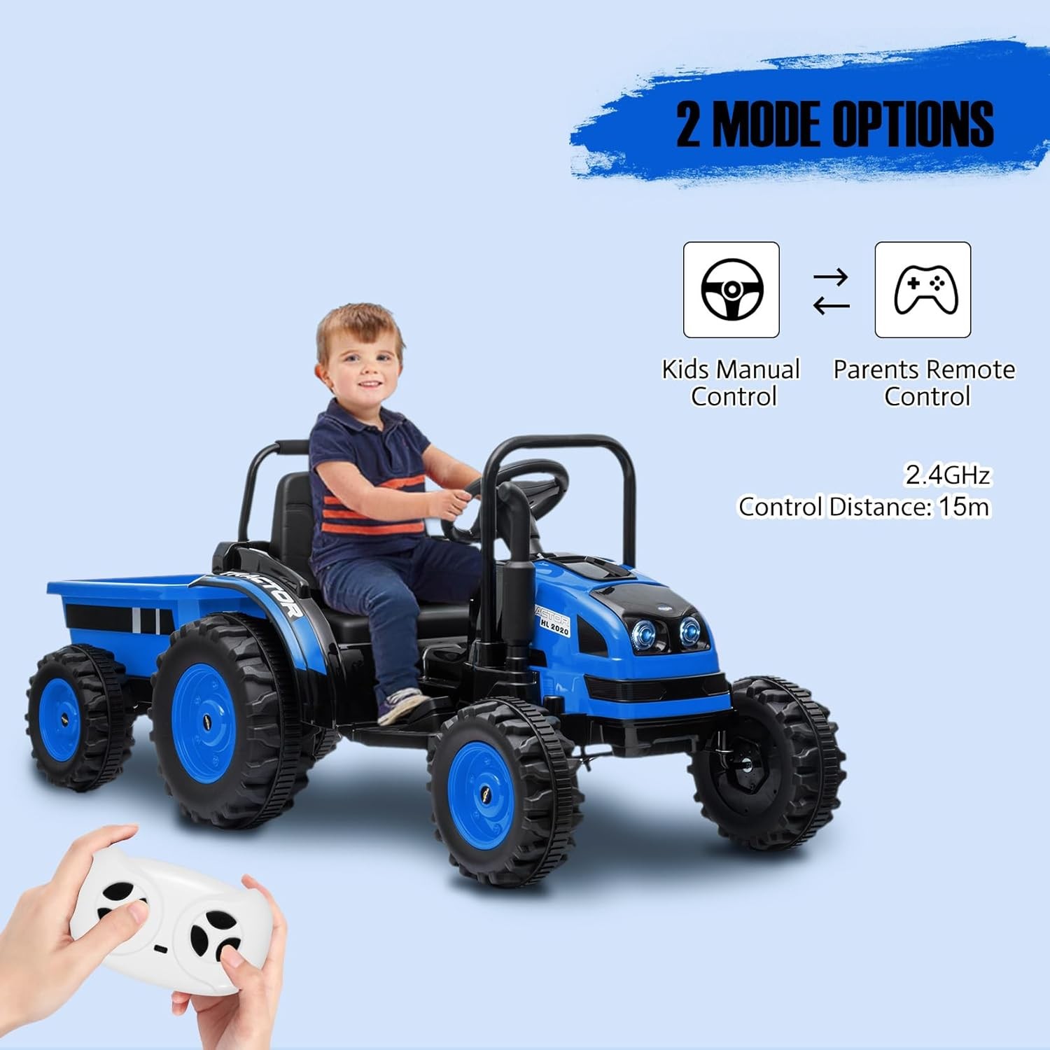 Upgraded Kids Electric Tractor W/ Dump Trailer &Remote, 35W Dual Motor, Ages 3-8