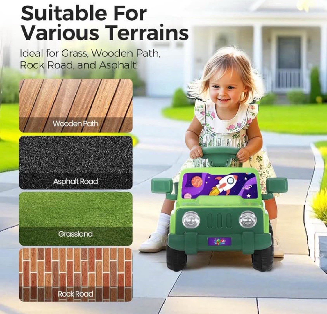 6V Interactive Electric Car for Toddlers, Stellar Galaxy Theme Wiggle Car