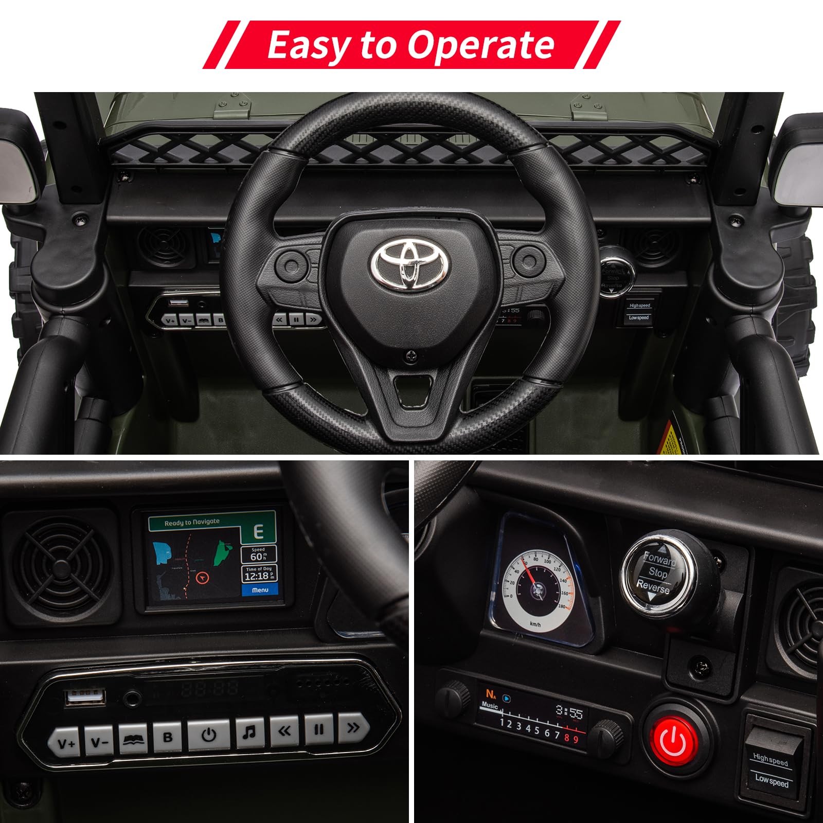 Licensed Toyota 12V Ride-On Truck Battery Powered Electric Car for Kids Remote