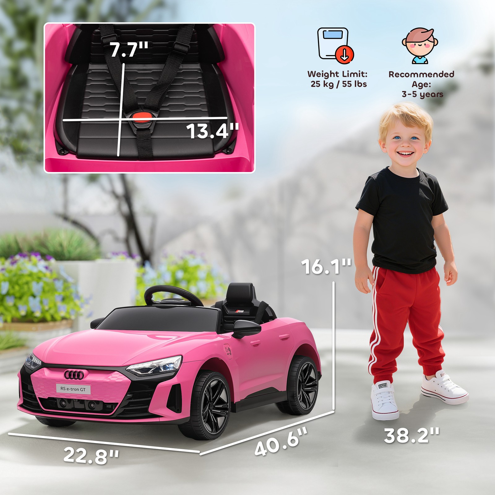12V Kids Electric Ride On Car, Licensed Audi RS e-tron GT