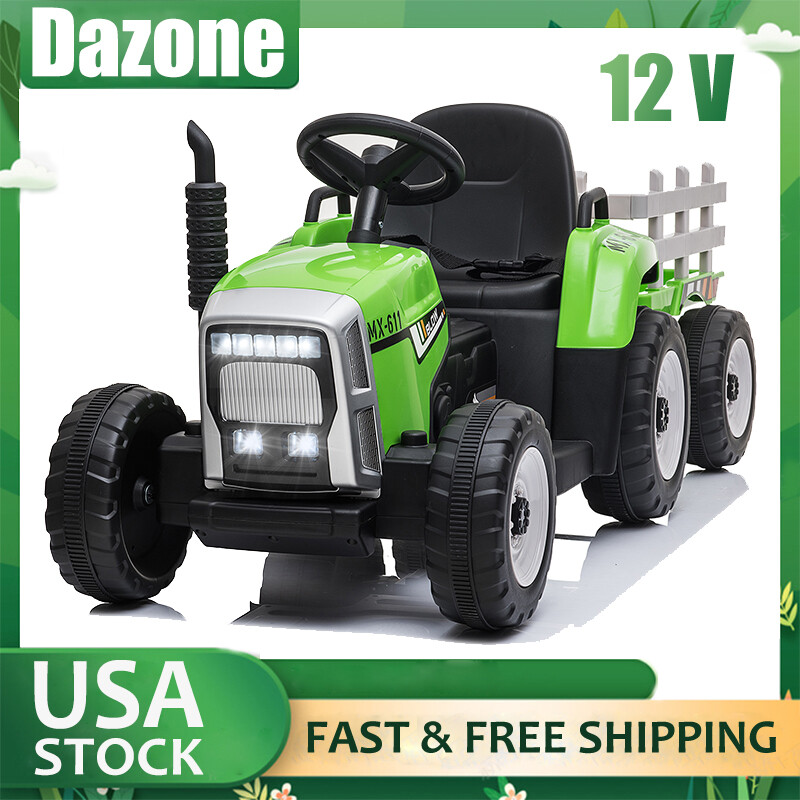 12VElectric Kids Ride On Tractor Battery-Powered w/Trailer &Remote Control Gifts