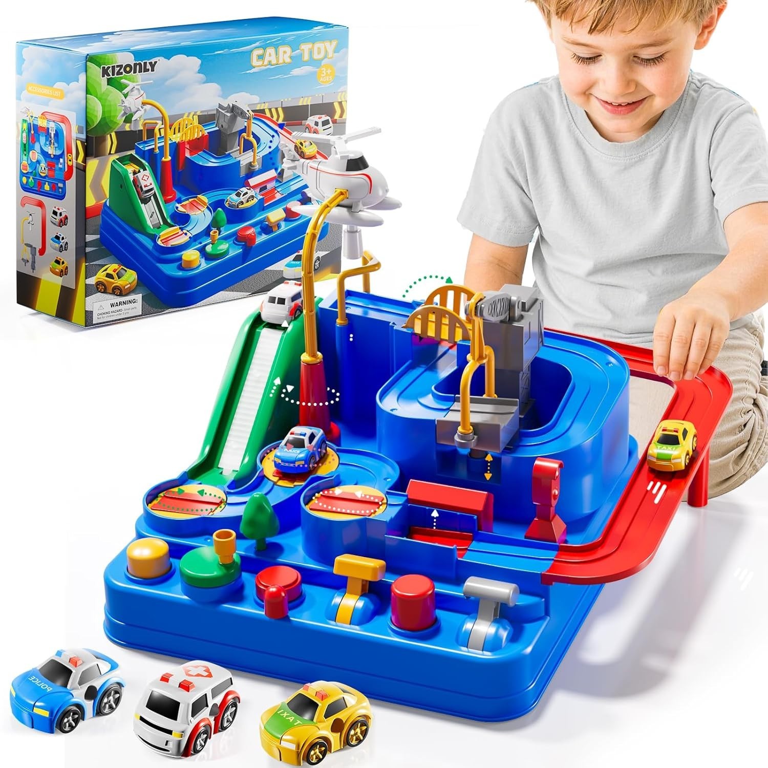 Car Race Track for Kids Ages 3+, Kids Car Toys for 3 Old Boys, Race Track fo…