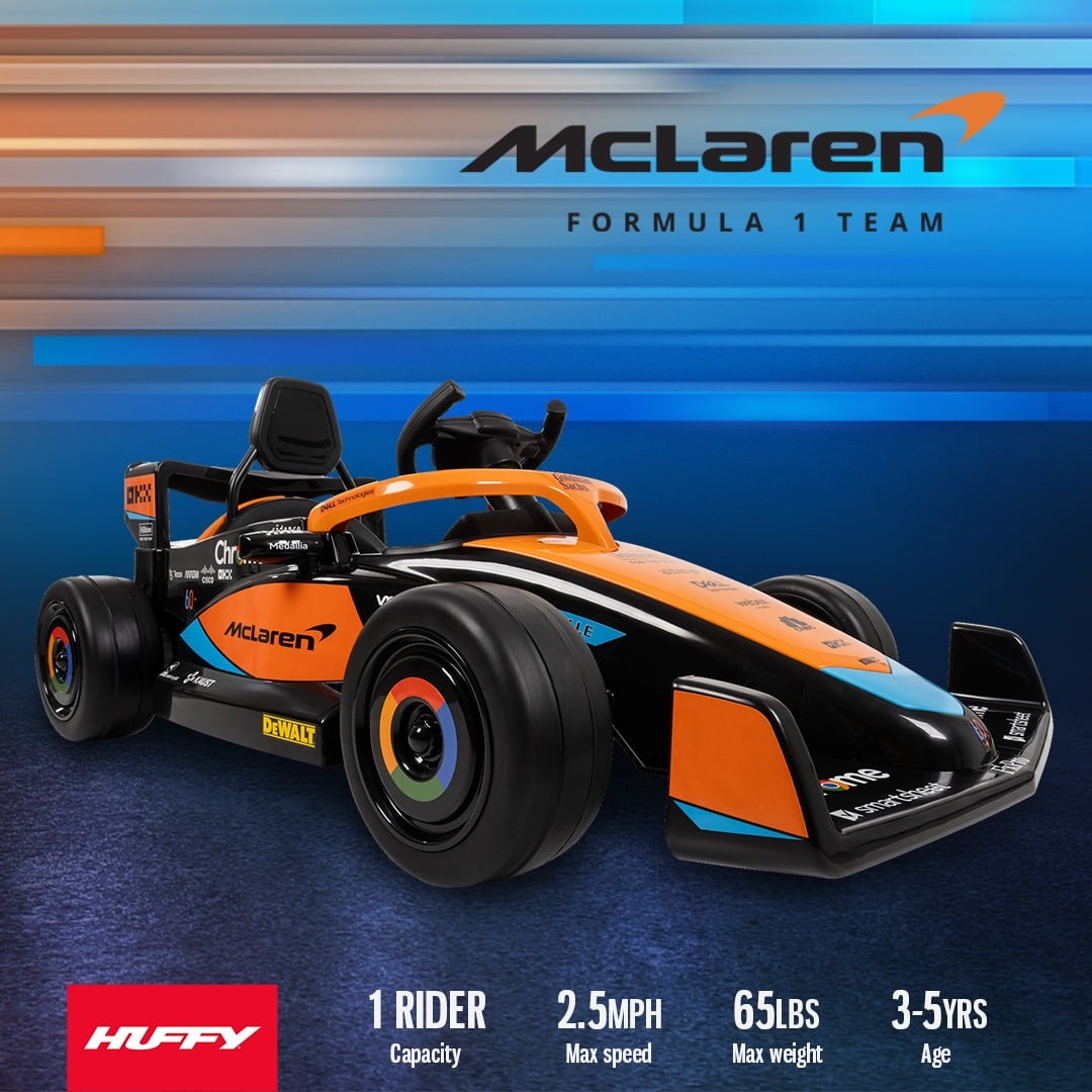 Ride-On Car 12V McLaren F1 Kids Remote Control Ages 3-5 Orange Huffy