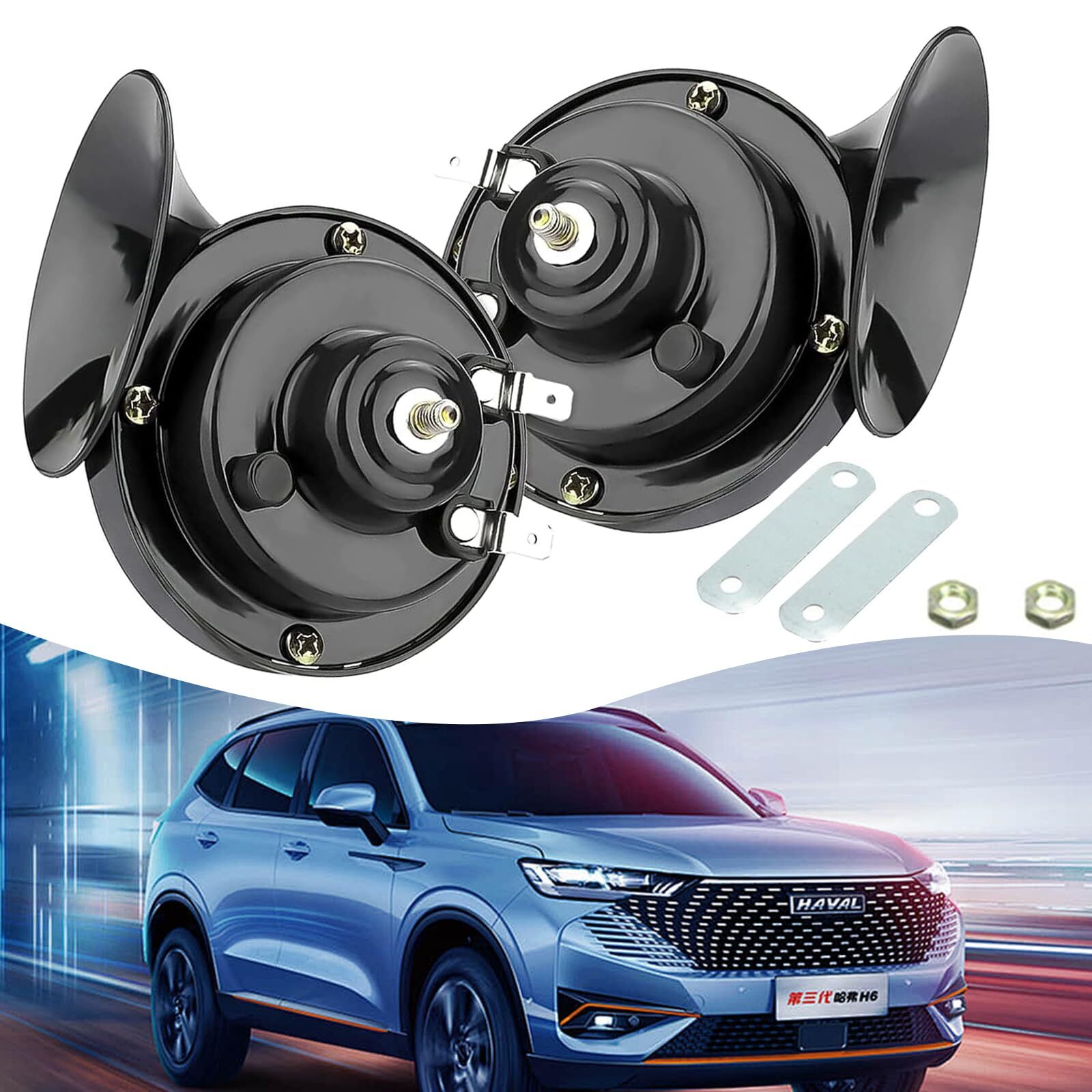 2 Pack 12V Super Loud Car Horns Electric Snail Horns for Motorcycles Trucks