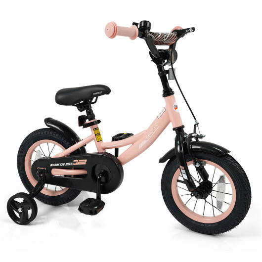 12 Inch Kids Bike Adjustable with Removable Training Wheels Pink for 3-8 Years O