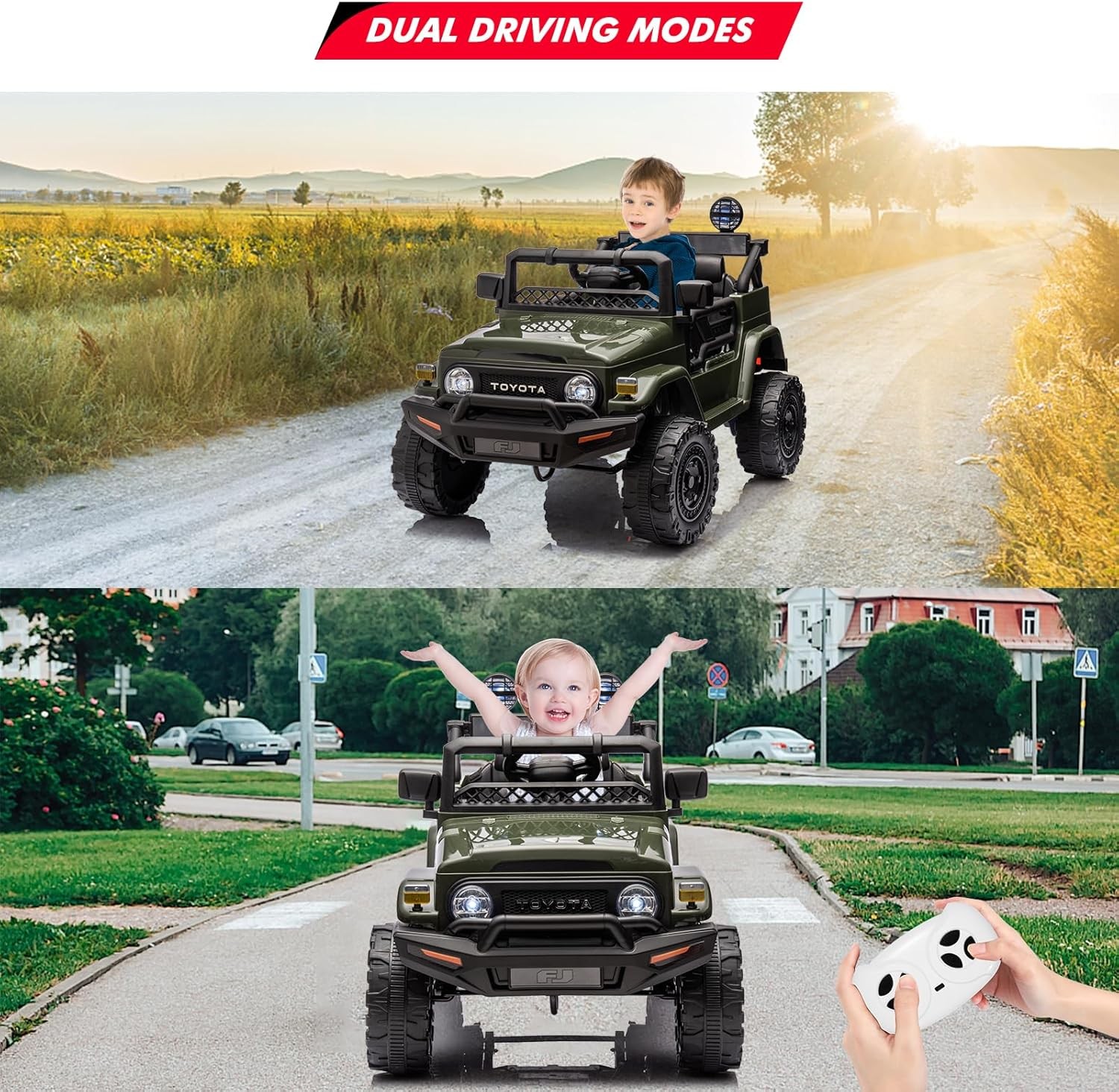 Toyota Licensed Ride-On Car 12V for Children 3-8 LED Lights MP3 Player Remote