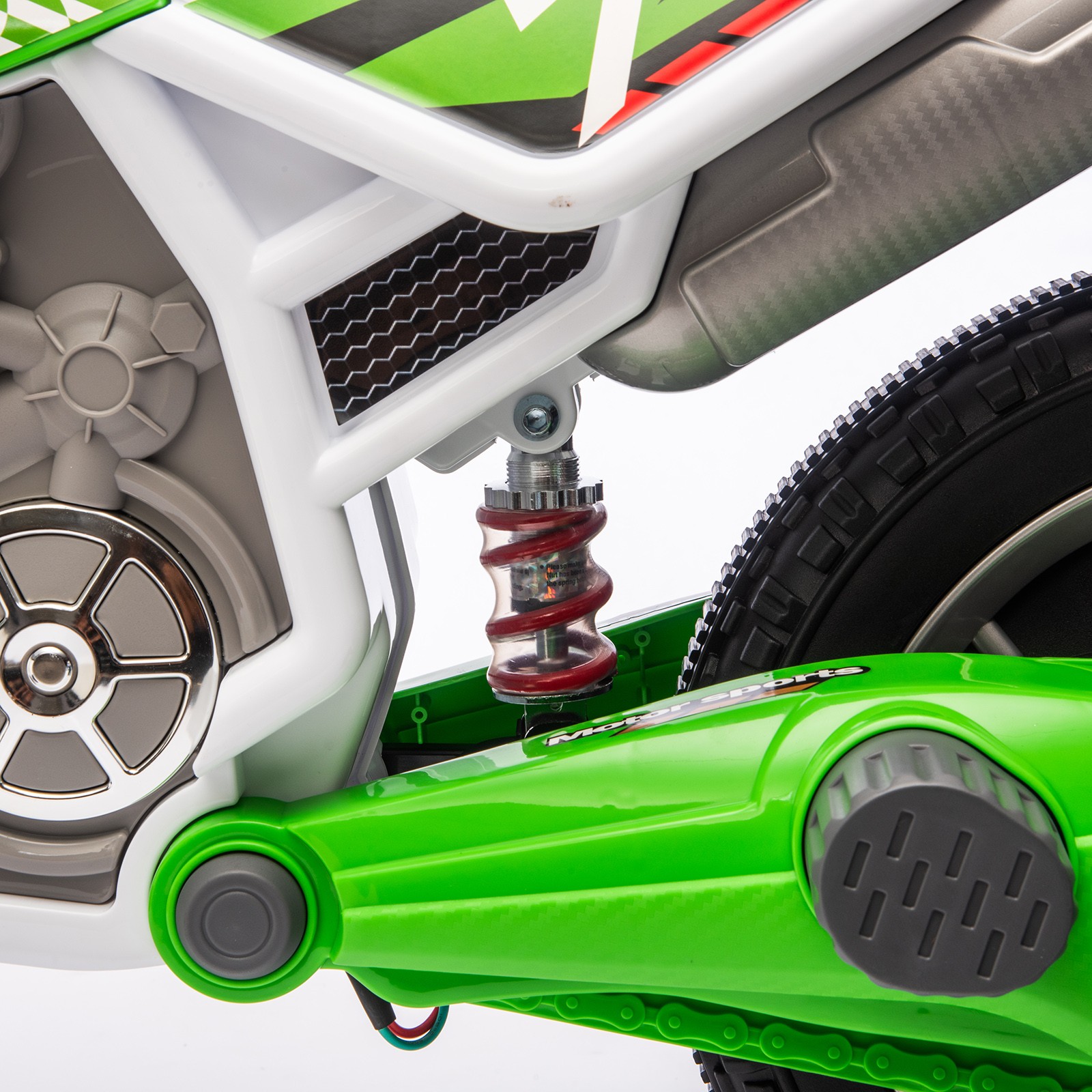 12V Kids Ride On Motorbike Motorcycle Dirt Bike with Music,Training Wheels Green