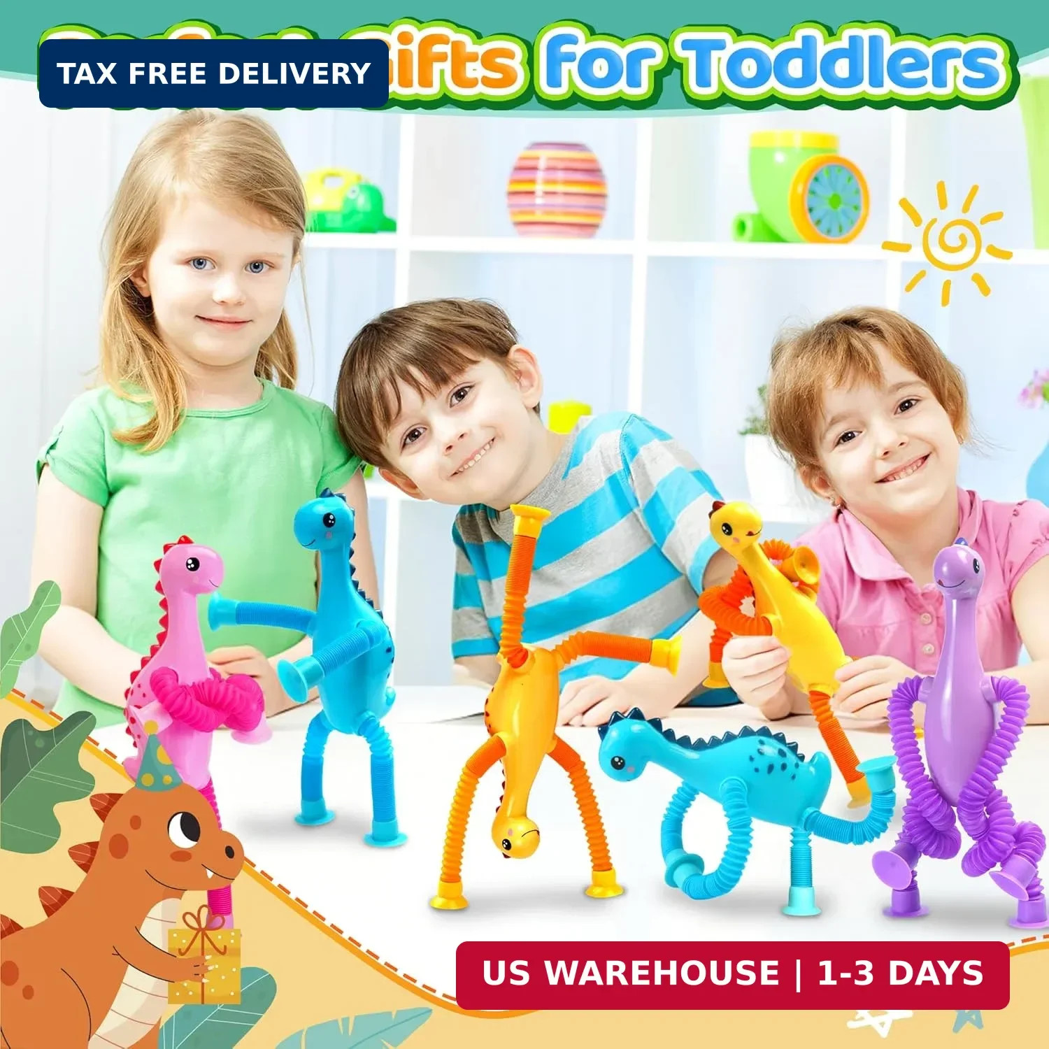 4Pcs Dinosaur Airplane Travel Car Ride Toys for Toddlers Kids Boys Girls Sensory