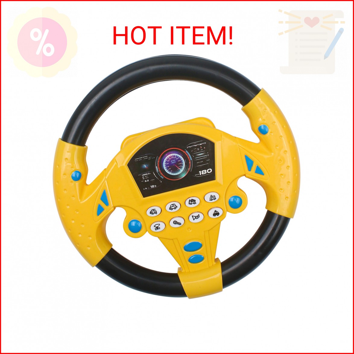 Steering Wheel Simulated Toy for Kids Babies 3+ Years Old, Small Electronic Simu