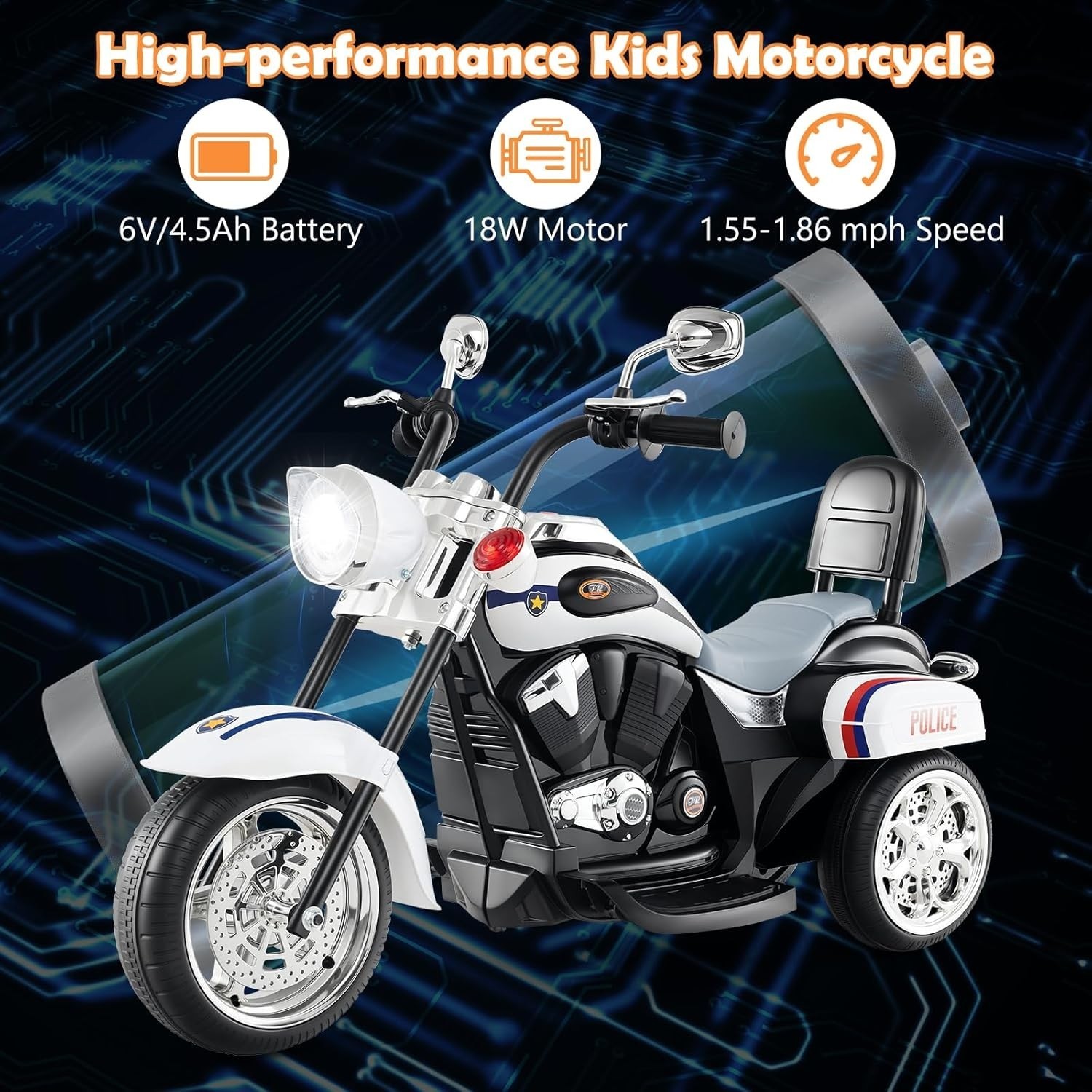 Motor Motocicleta Electrica Con Luces Y Sonido Para Niños De 3 A 7 Años Jugar US