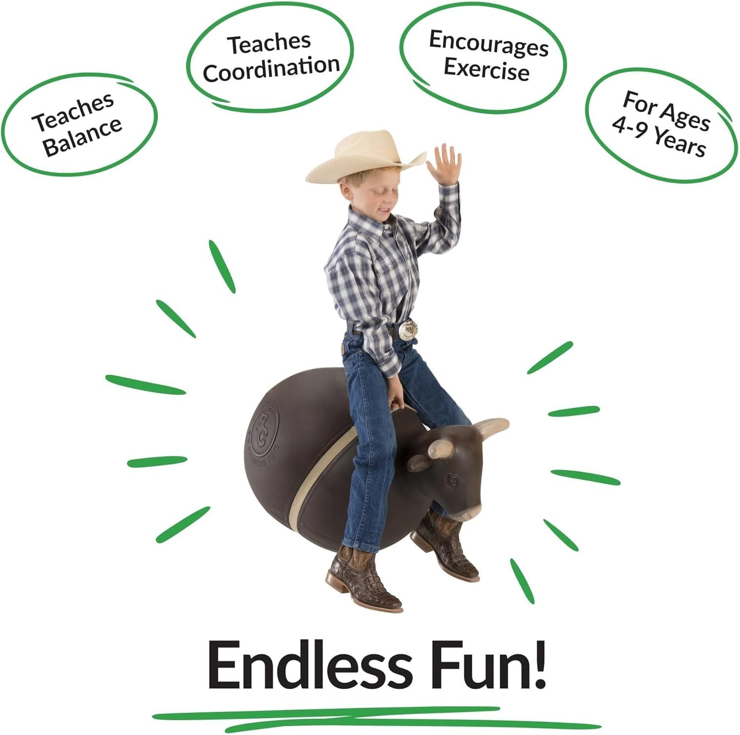 Bouncy Bull Kids Toys – Rodeo Ride On Toys for Ages 3+ – Bouncy Animals for T…