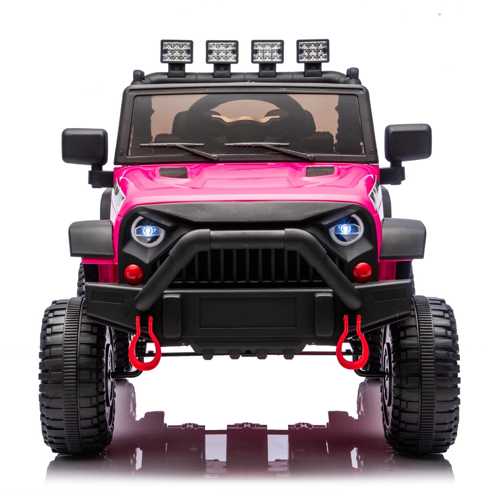 24V Kids Ride on Toy Electric Jeep Truck Power Wheels with Remote LED MP3, White