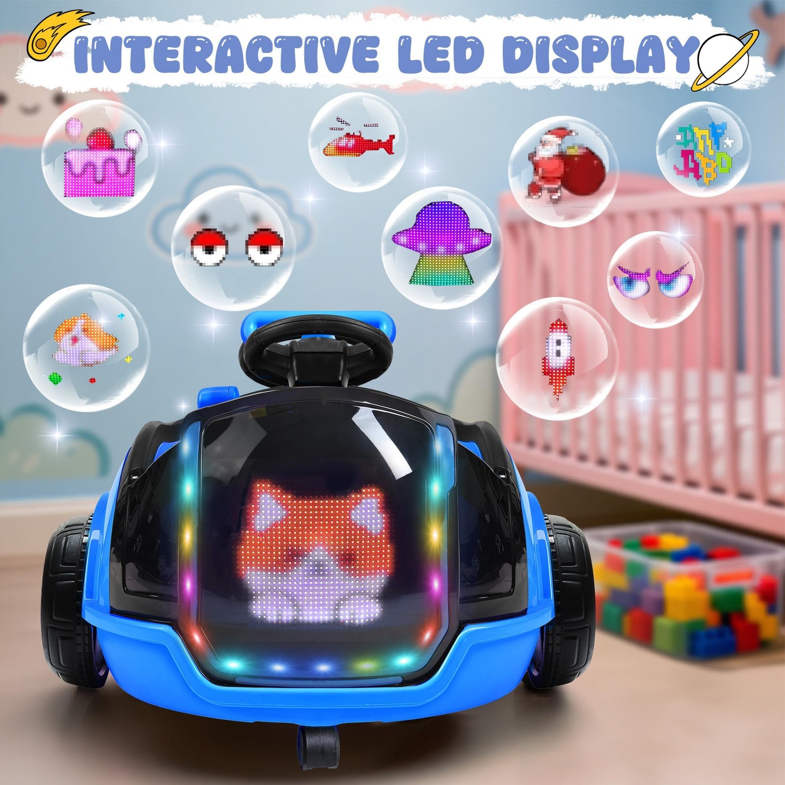 ANPABO 3-in-1 Electric Push Ride On Car, 12V Kids Ride On Toy w/Remote Contro…