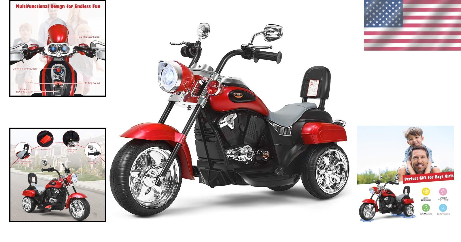 Rechargeable Electric Toddler Motorcycle for Boys Girls Gift