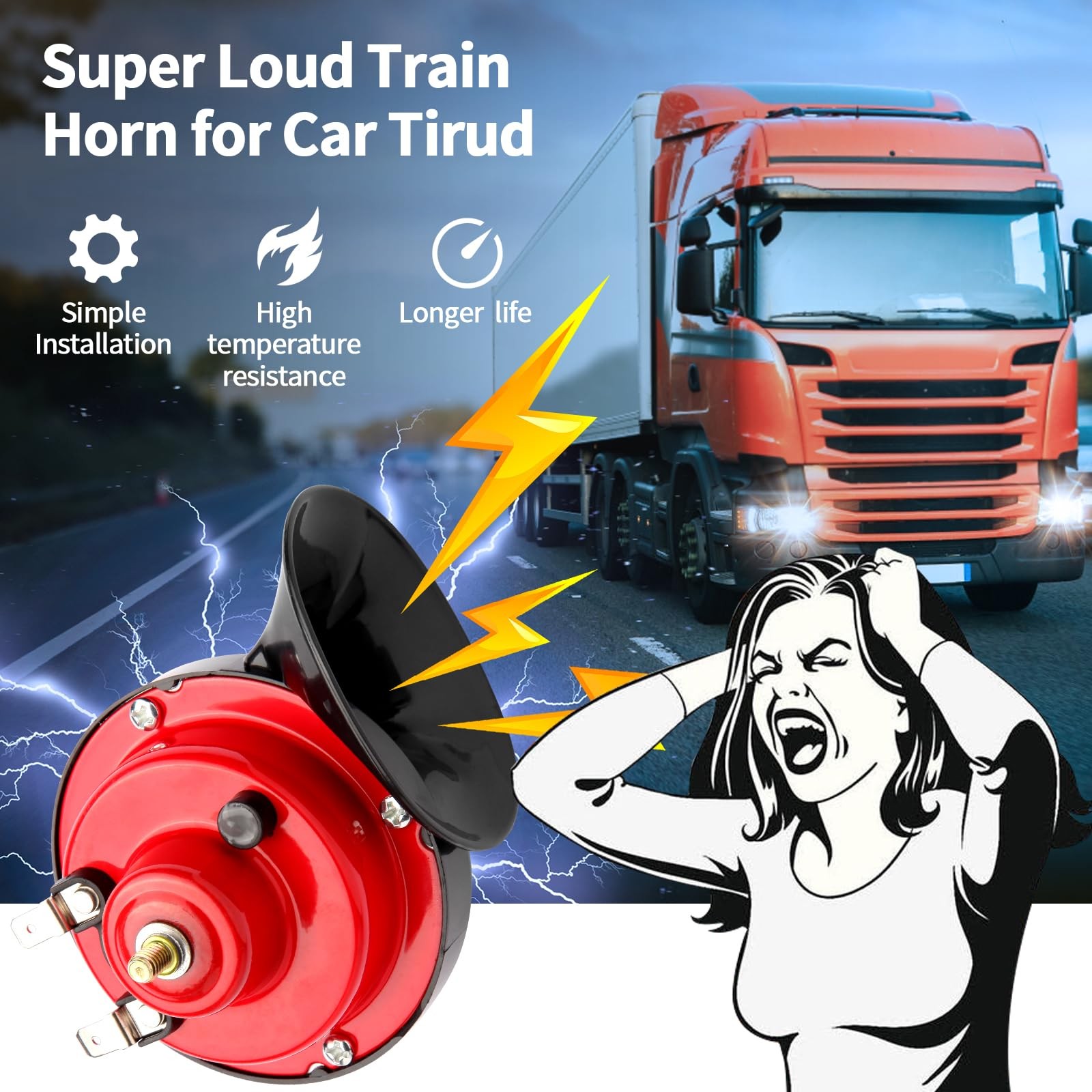 Train Horns for Trucks 300DB Loud Snail Horn,12V Waterproof Horns Kit Super L…