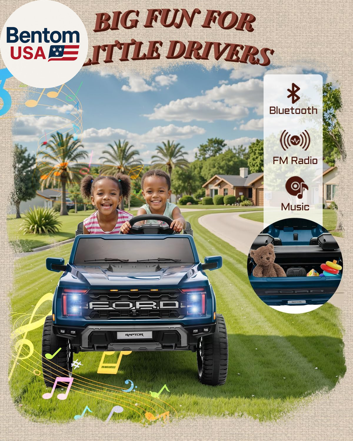 Licensed Ford F-150 Raptor 2 Seater Ride on Car for Kids, 24 Volt Ride on Toys f