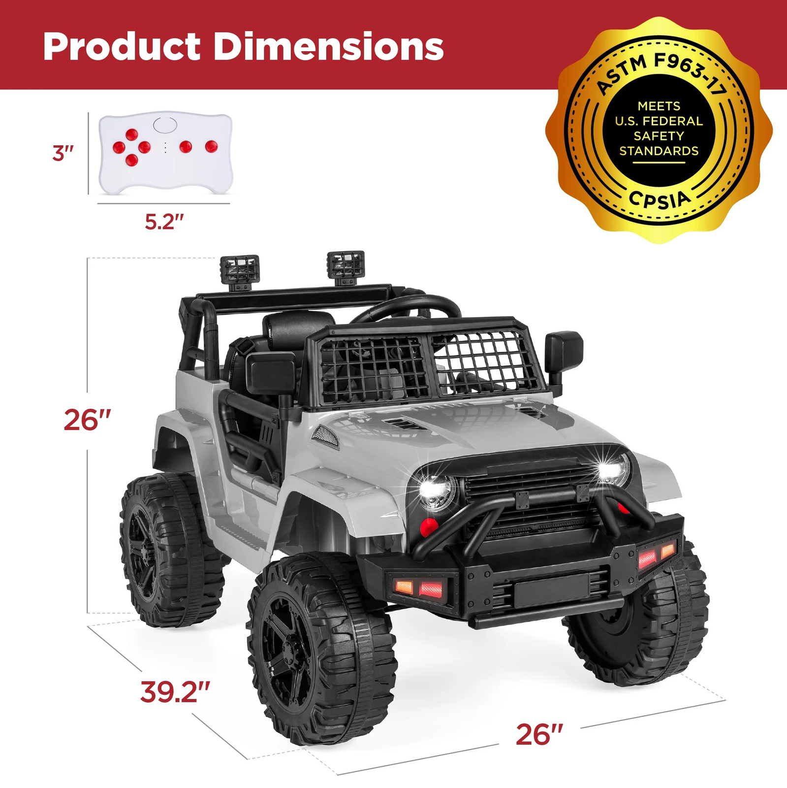 12V Kids Ride on Truck Car W/ Parent Remote Control, Spring Suspension, LED Ligh