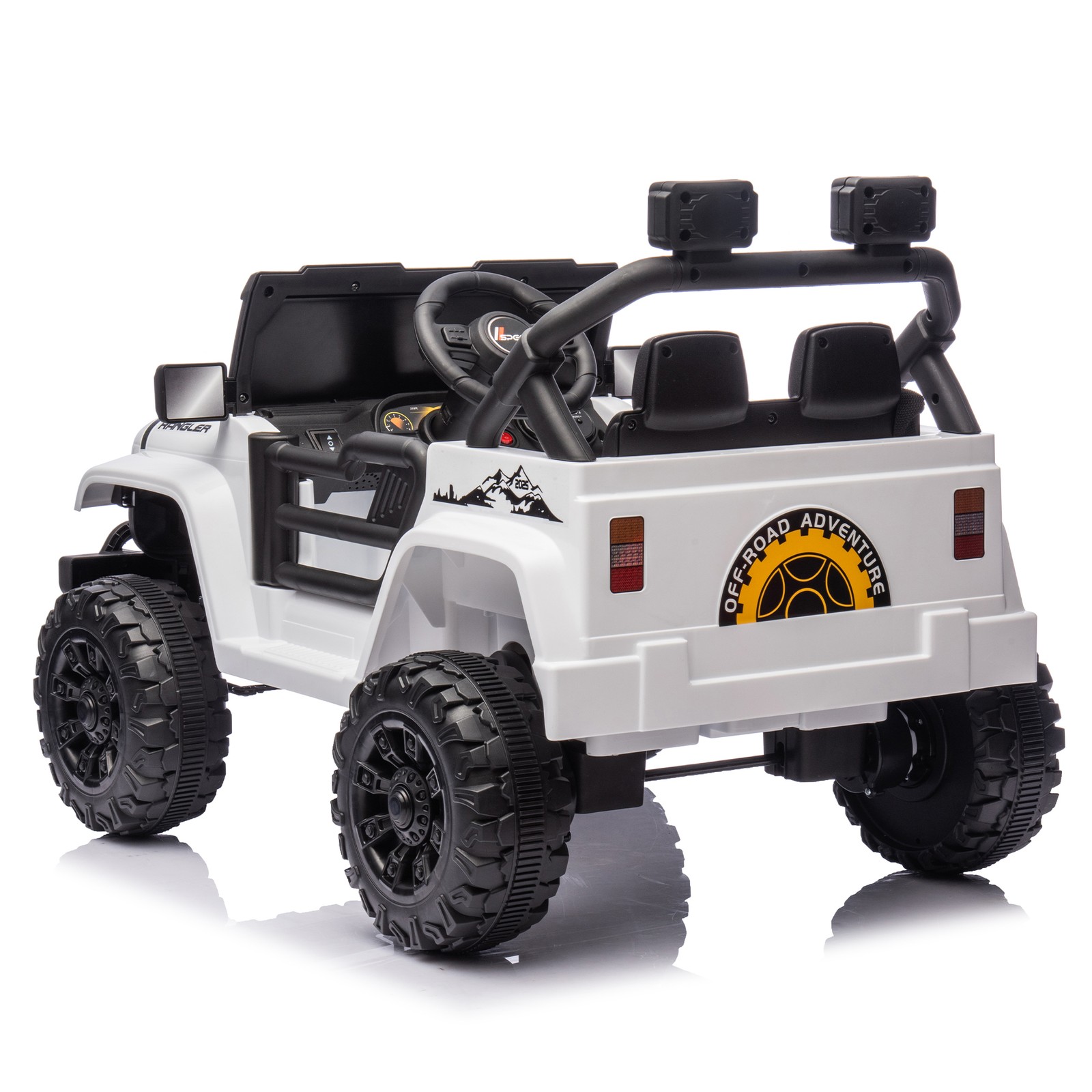 12V Kids Ride On Car Dual Drive 4 wheel With Bluetooth USB for Kids 2-4 White