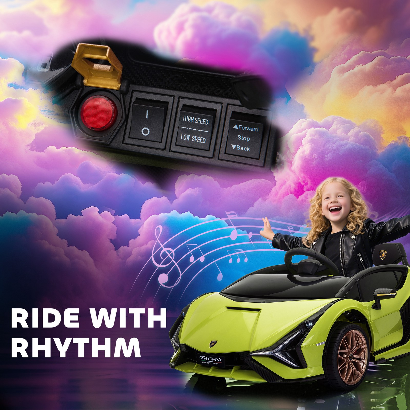 12V Lamborghini SIAN Licensed Electric Car for kids, Black