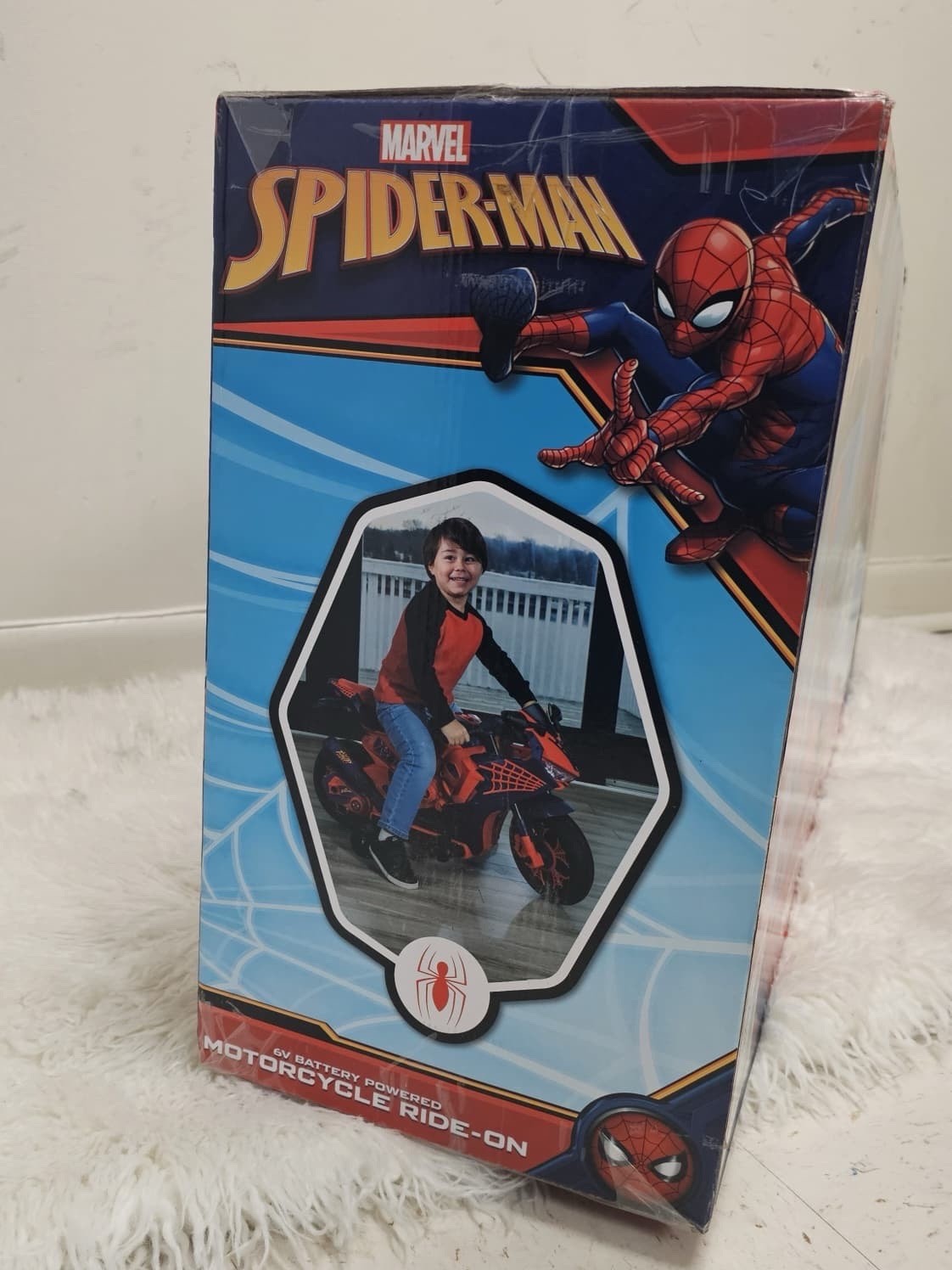 Kids Motorcycle Ride On Toy Spiderman Design Electric 6V Rechargeable Battery