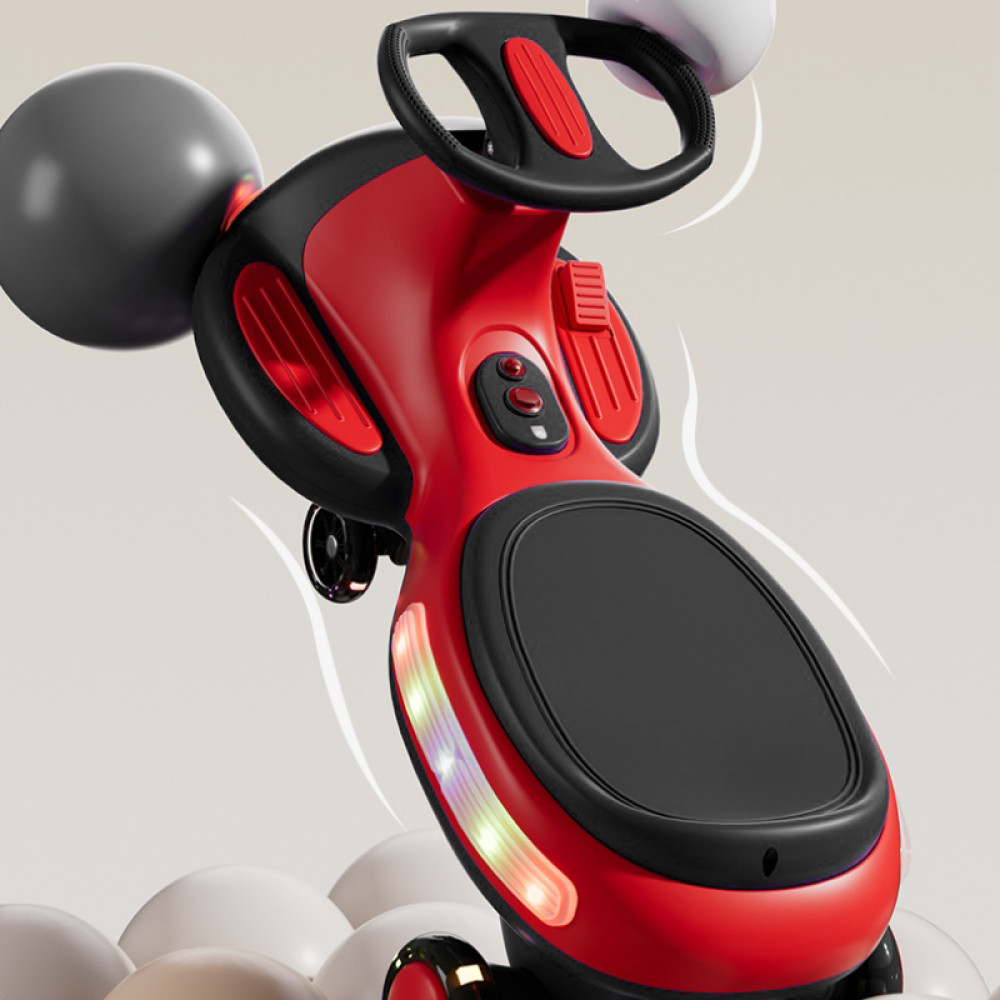 Electric Ride On Wiggle Car, LED & Music, Anti-Rollover, for Boys Girls Ages 3+