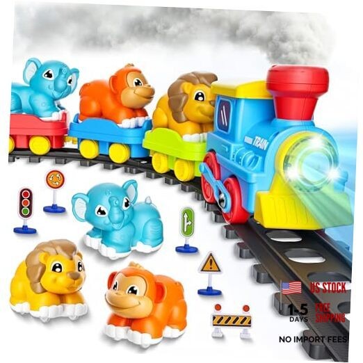 Train Set for Toddlers with Steam, Music, Lights and 3 Animal Cars | Animals