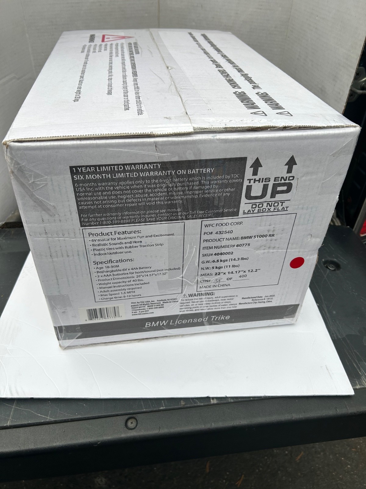 BMW S1000RR Motorcycle Ride-On, Black/Red/White NEW SEALED IN BOX