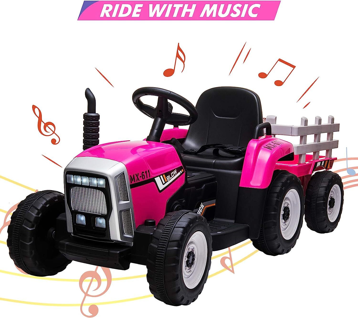 12V Ride on Tractor with Detachable Trailer Kids Toddler Truck Car Toy Xmas Gift