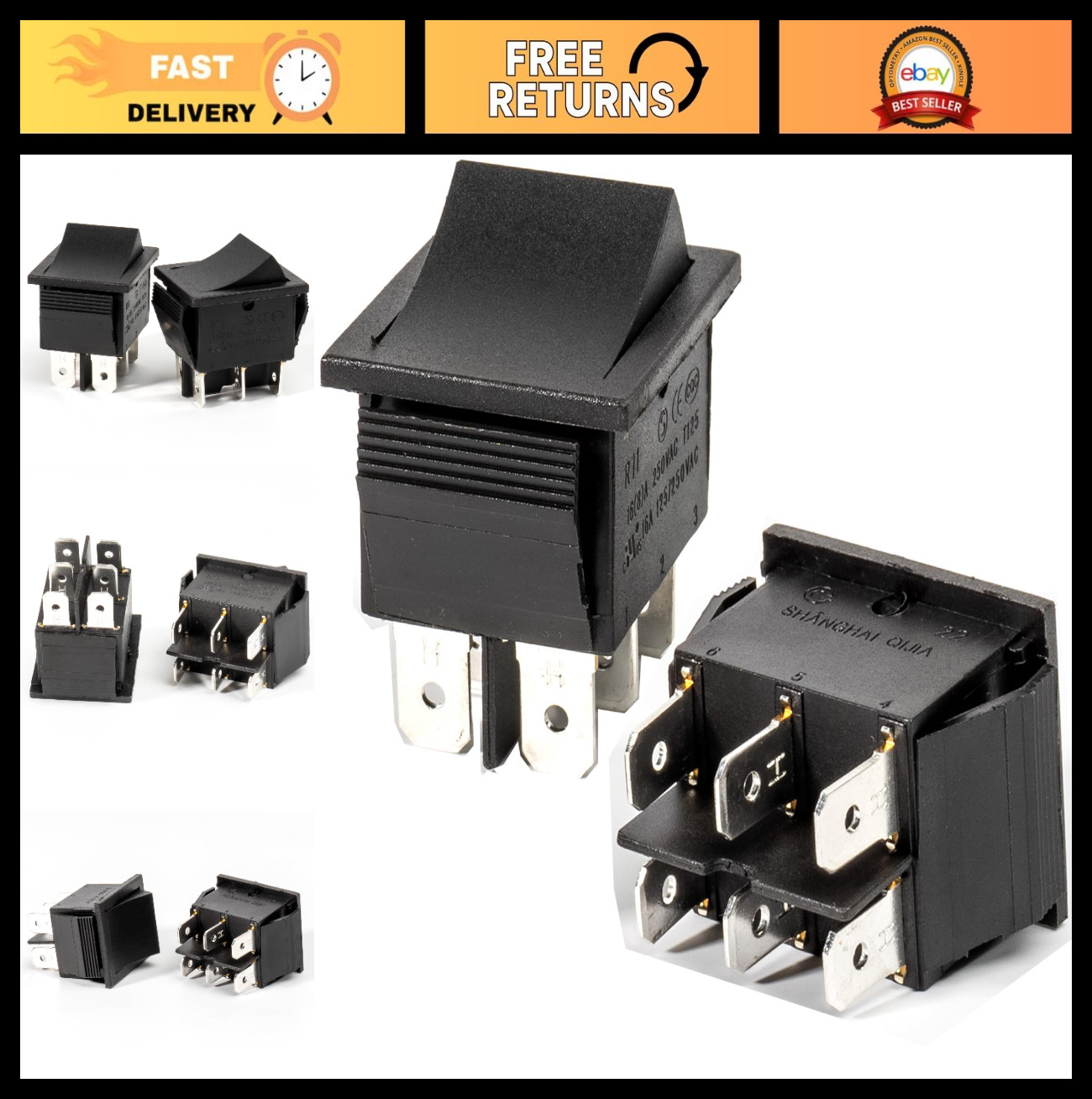 6 Pin Foot Pedal Switch for Power Wheels Ride-On Toys – 6V 12V 24V, 2 Pcs