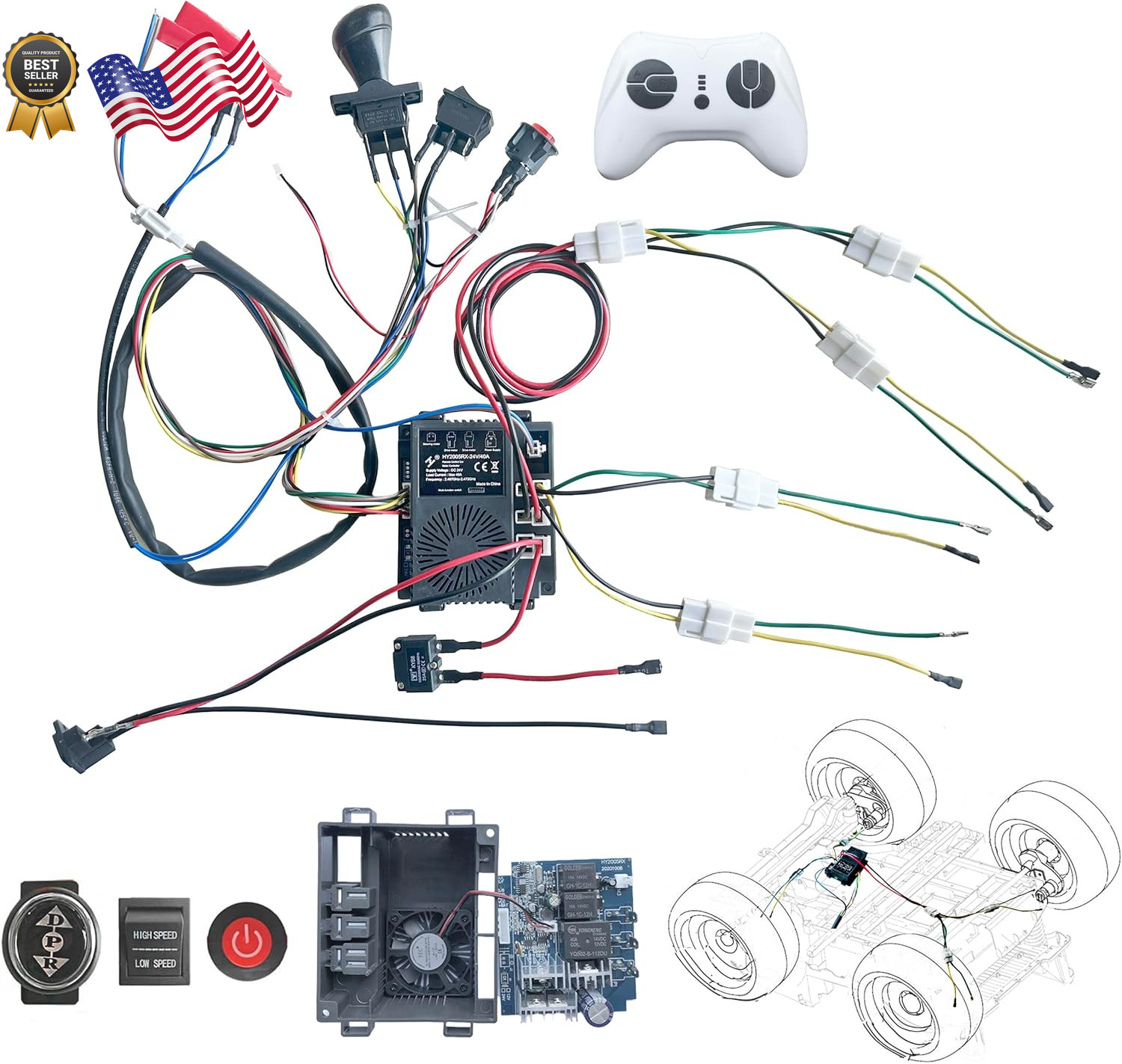 24 Volt DIY Wires Harness Conversion Kit for Kid’s Ride On Toys Car 2.4G Set