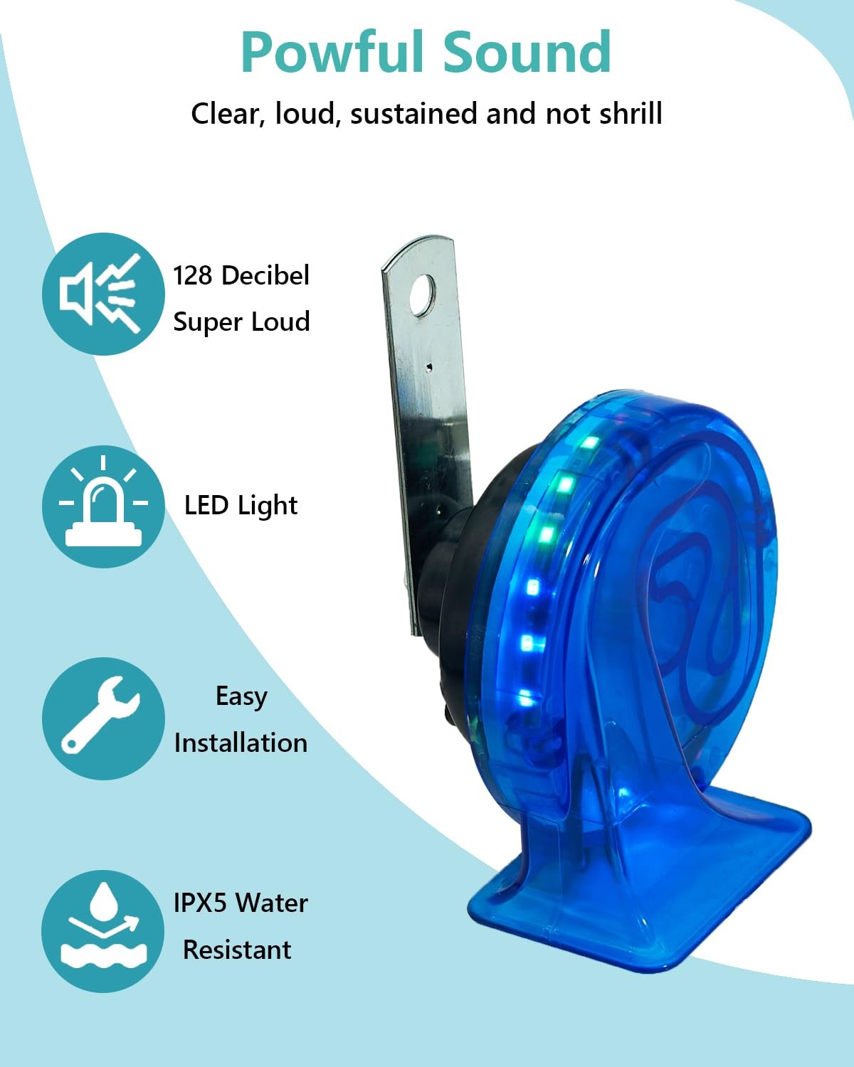 LED Horn 12V Loud Waterproof Transparency Color Light Dual Tone Horn Universa…