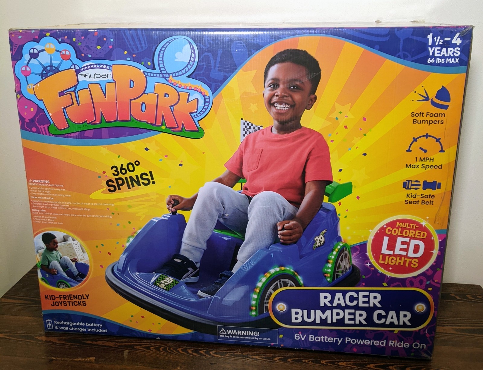 FLYBAR FUNPARK RACER RIDE-ON BUMPER CAR VEHICLE KIDS TODDLER *NEW* BLUE/GREEN