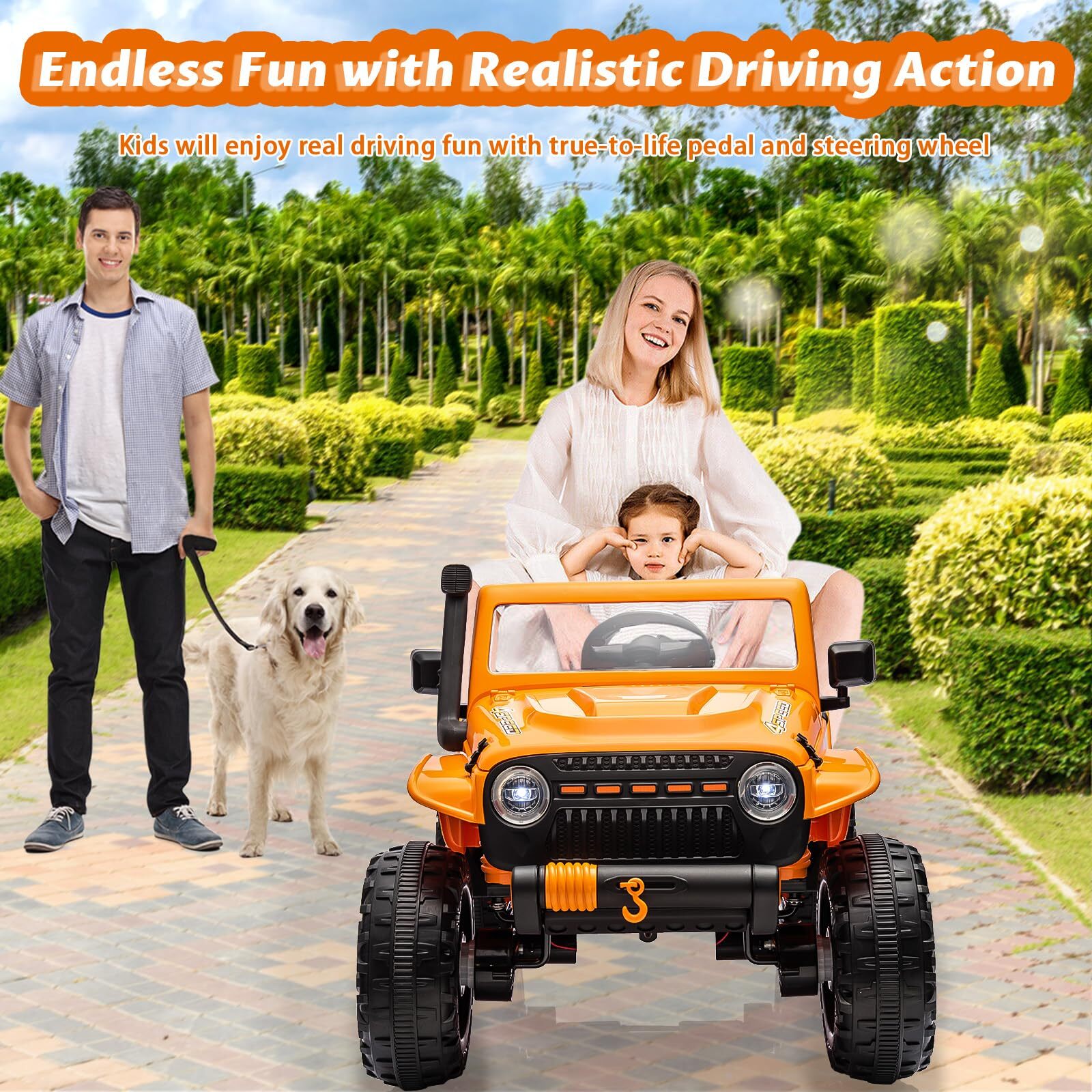 Electric Ride On Car, 2 Seater Battery Powered Truck With 4x35W Powerful Wheels