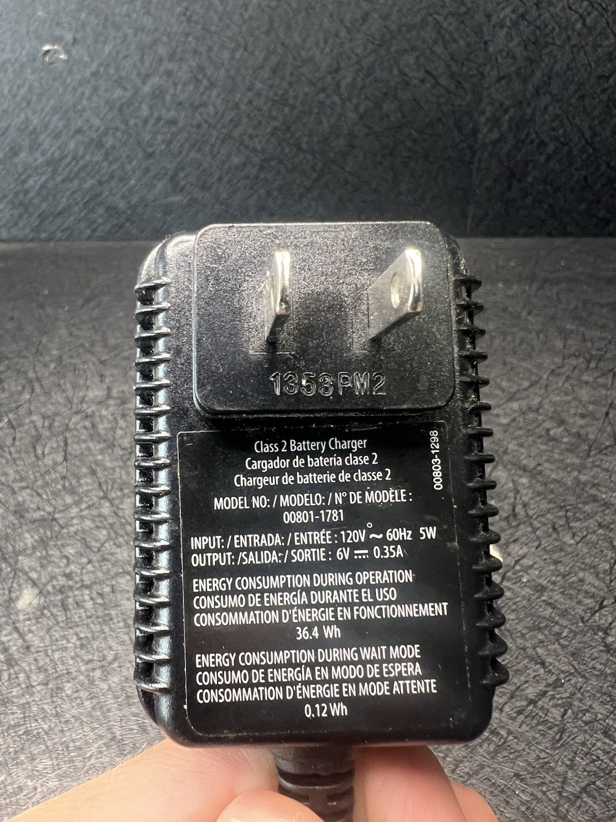 Fisher Price OEM Power Wheels 12V 1.0 AMP Battery Charger Wall Plug 00801-1781