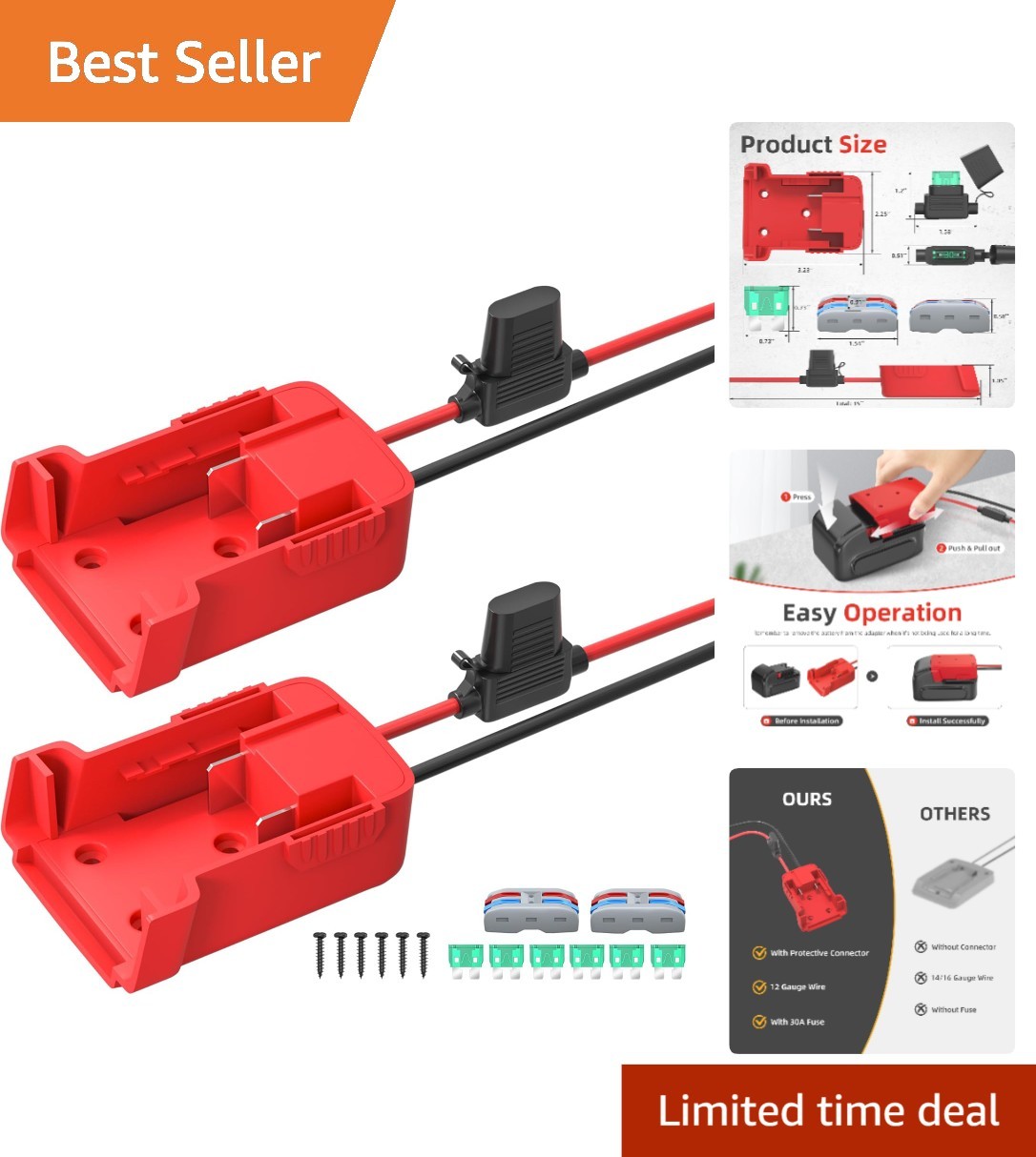 Upgrade Power Wheels & RC Cars: 18V Battery Adapter with Fuses & Connectors