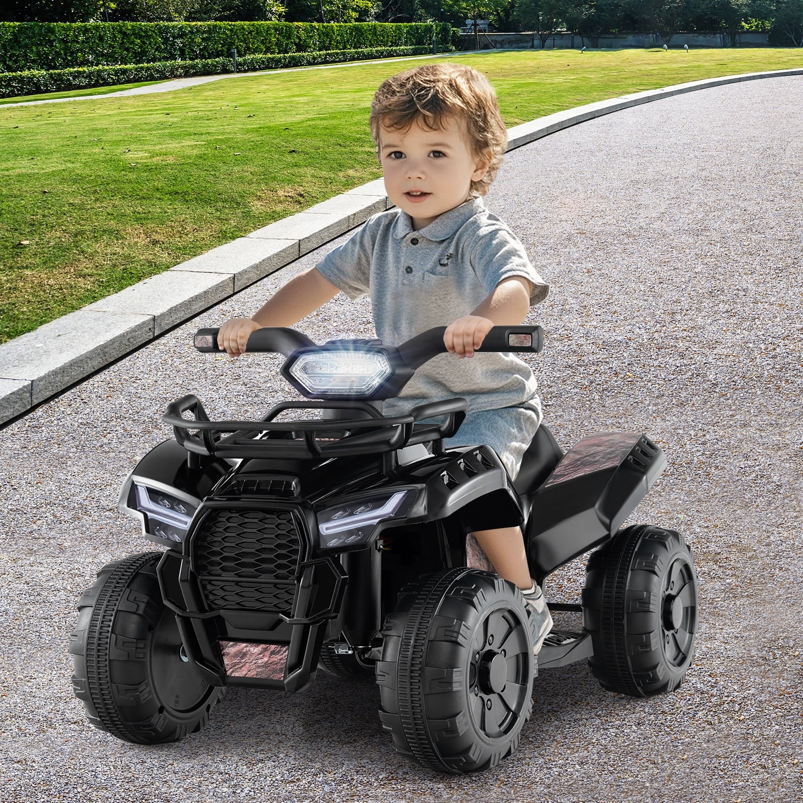 6V Kids ATV Quad Electric Ride on Car Toy Toddler W/Led Light&Mp3 Black