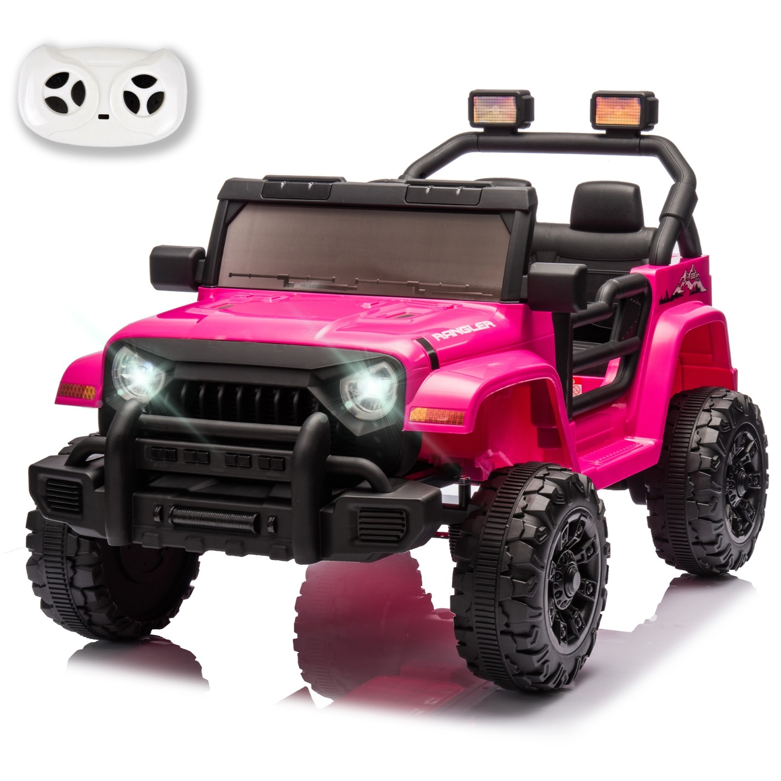 12V Ride On Toys UTV Electric Car for Kids w/Remote, LED,Battery Powered,Pink