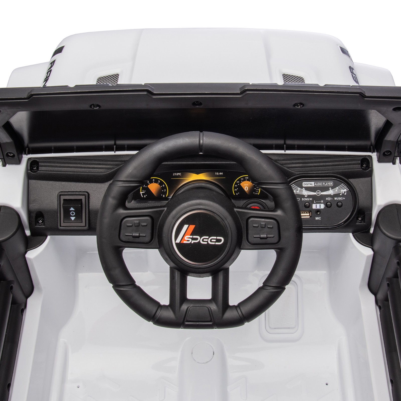 12V Kids Ride On Car Dual Drive 4 wheel With Bluetooth USB for Kids 2-4 White