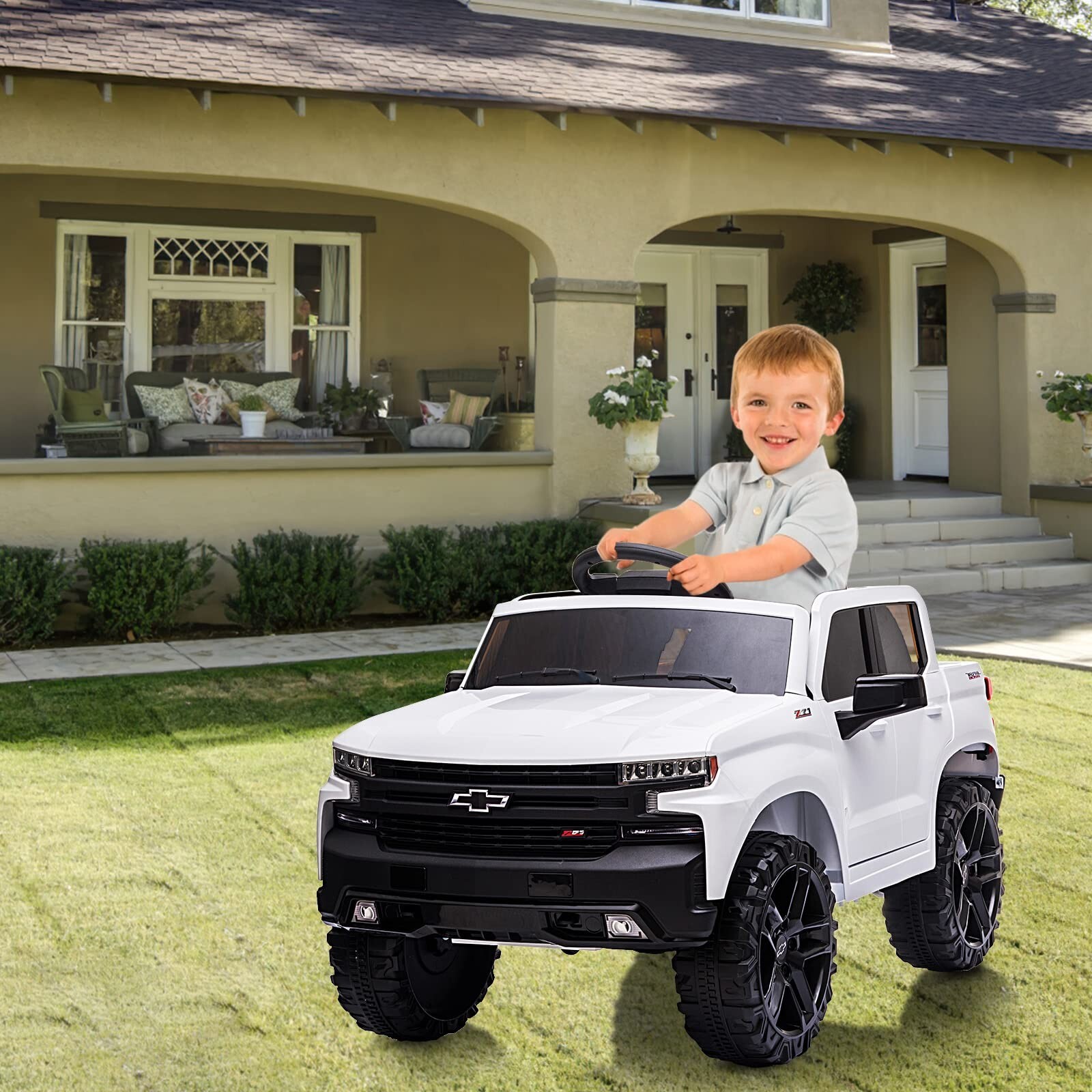 24V Ride On Car Licensed Chevrolet Silverado 2-Seater Electric Truck Kids Toy