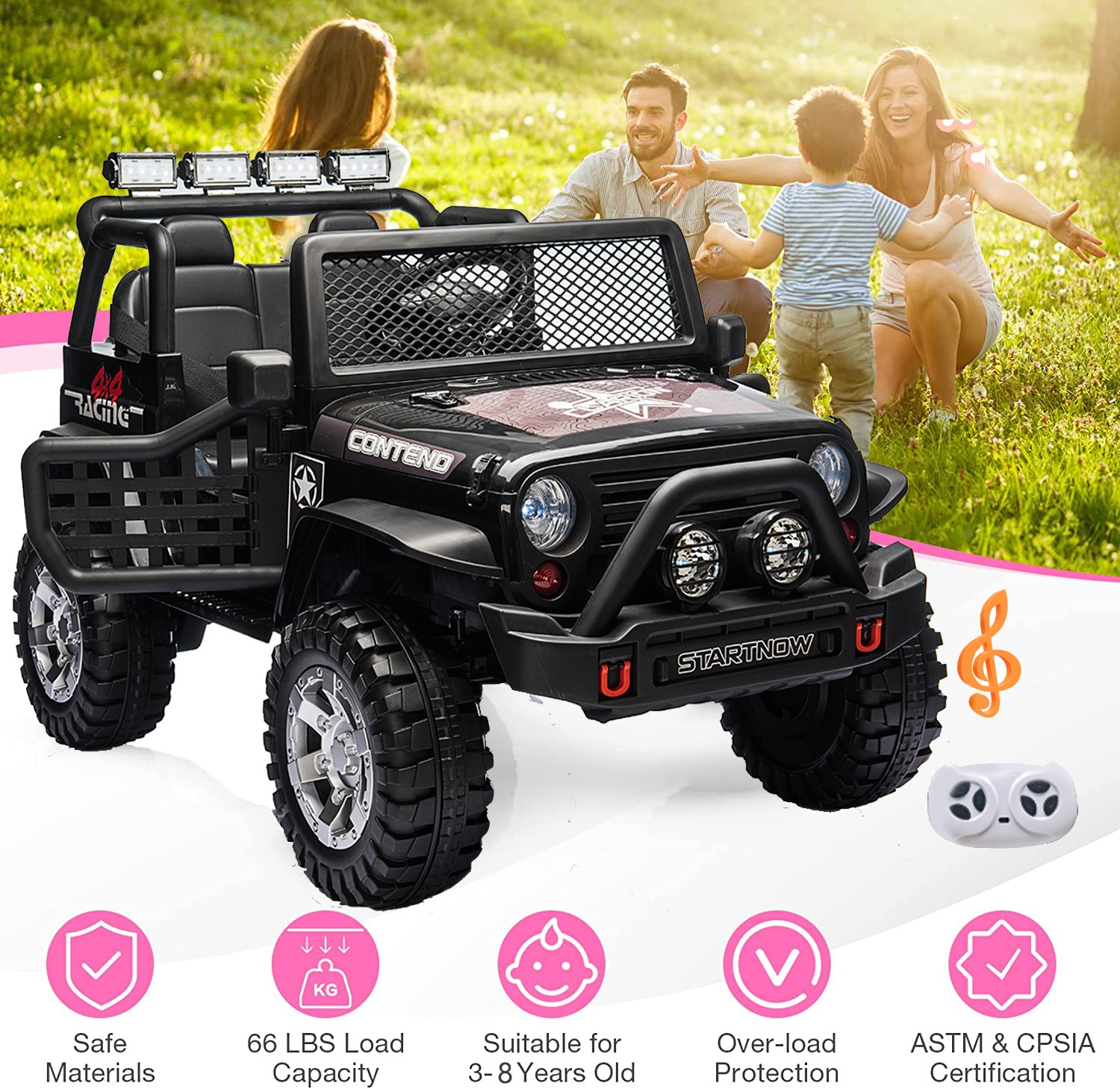 2 Seater Kids Ride On Truck Car 12V Battery Powered Electric Vehicle with Remote