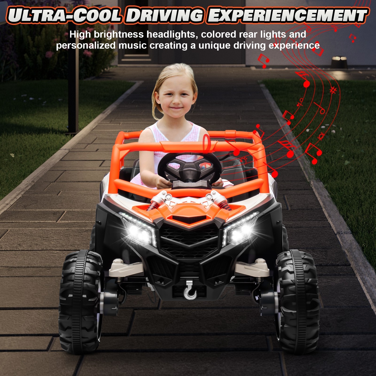 24V 4WD Kid 2-Seat UTV Ride On Toy LED Bluetooth Spring Suspension Birthday Gift