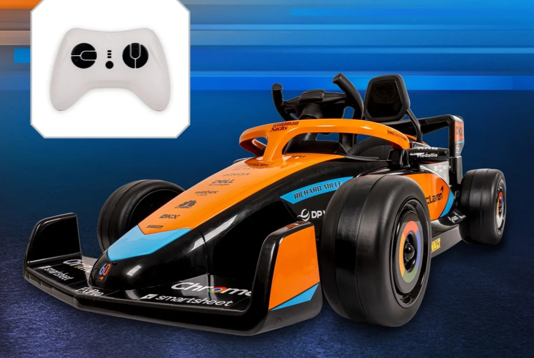 McLaren F1 Race Car 12V Battery-Powered Vehicle w/ Remote, Ages 3+