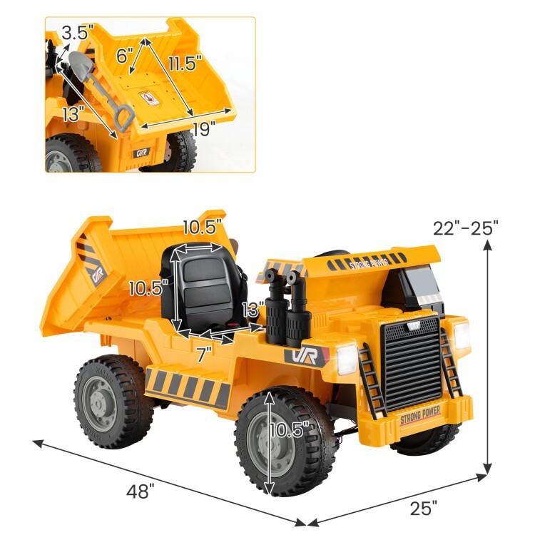 12V Battery Kids Ride on Electric Dump Truck Car Gift Kids w/Electric Dump Bed