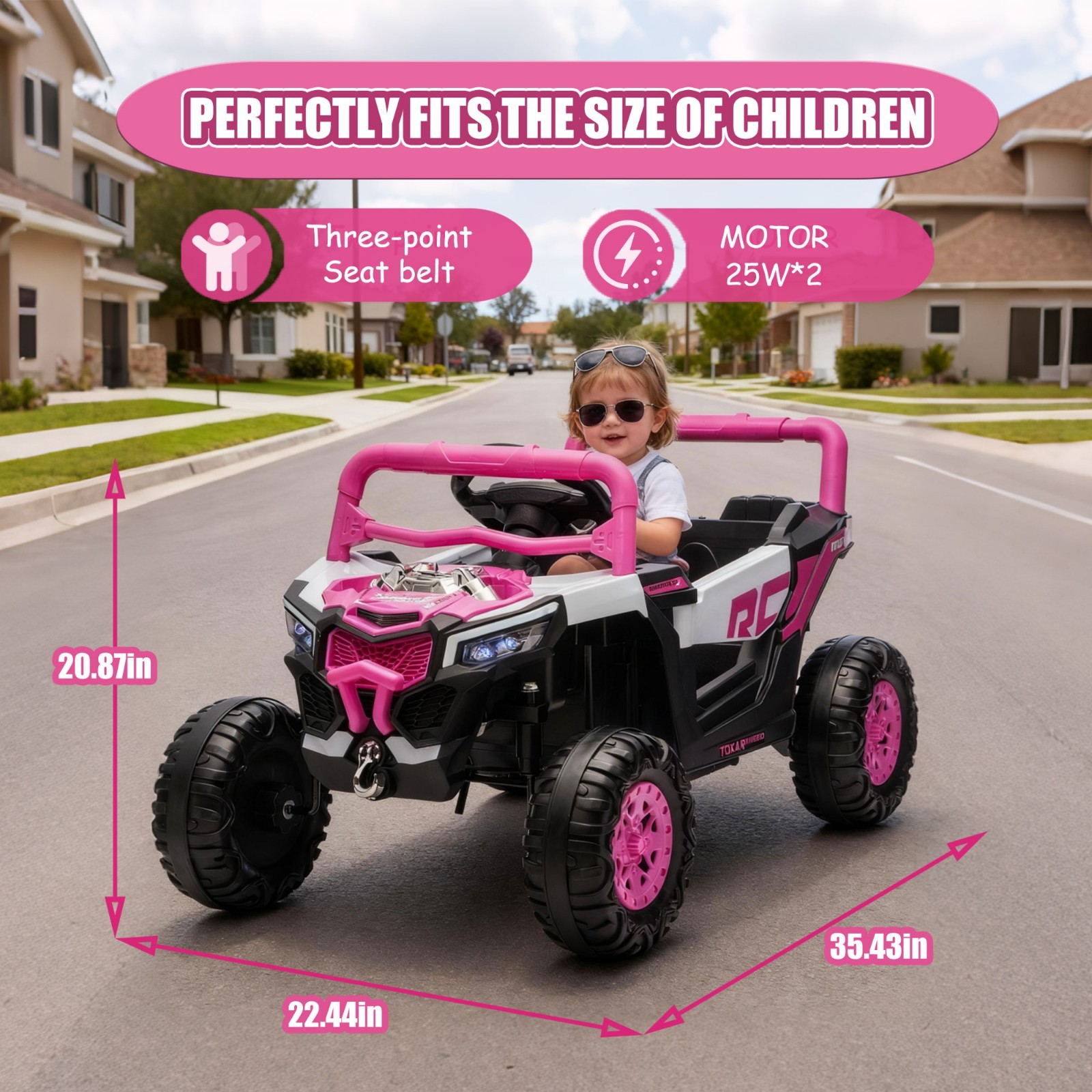 12V Kids Electric Car Ride On UTV Truck w/Remote,LED, Power Wheels Toys, Pink