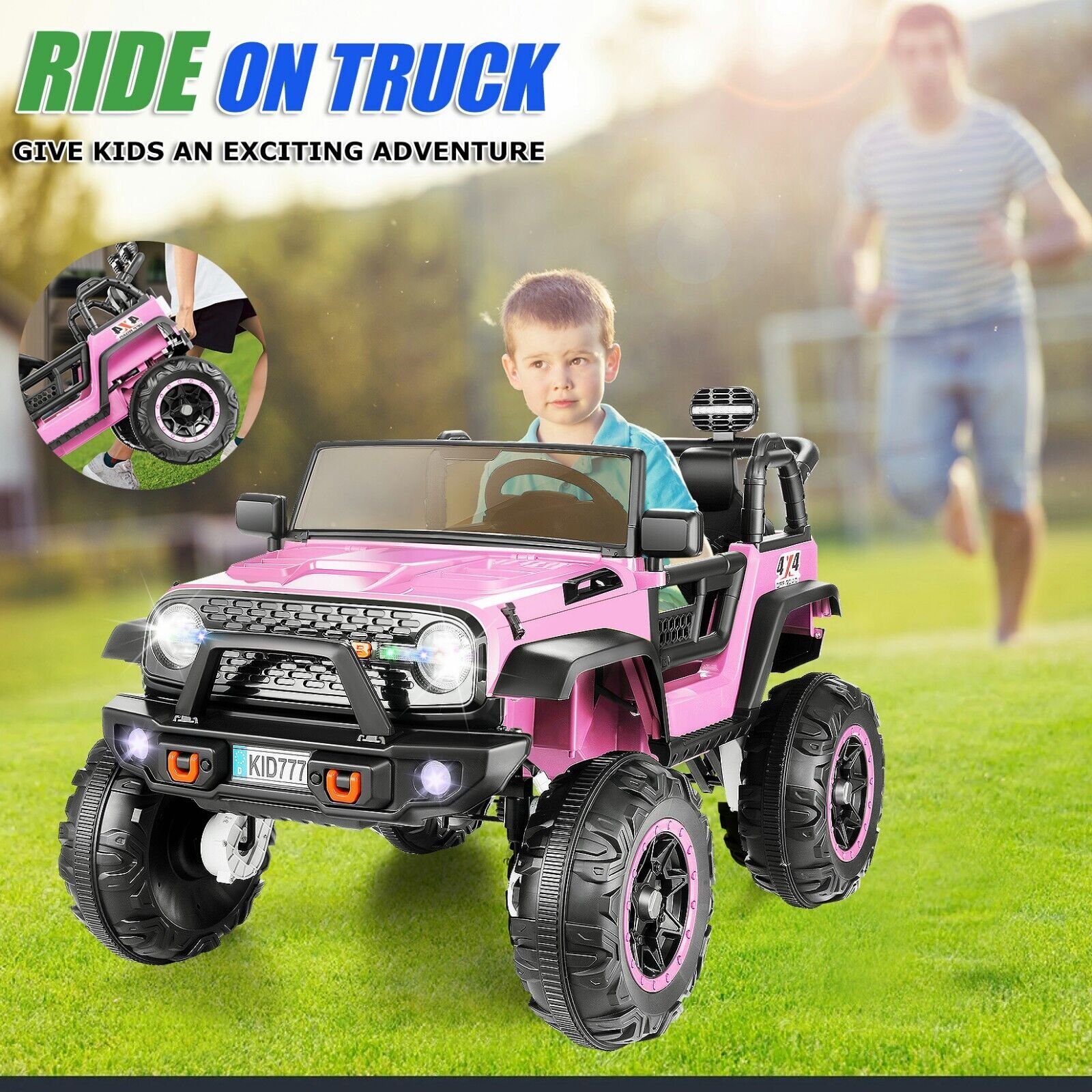 24V Kids Ride-On Electric Car for Kids Power Wheels ATV Truck Car 3-8 Years Old