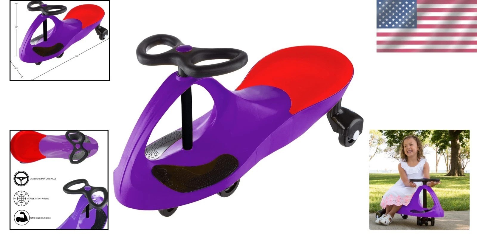 Easy-Use Purple Wiggle Car – Non-Pedal Ride-On Toy for Creative Play Ages 3+