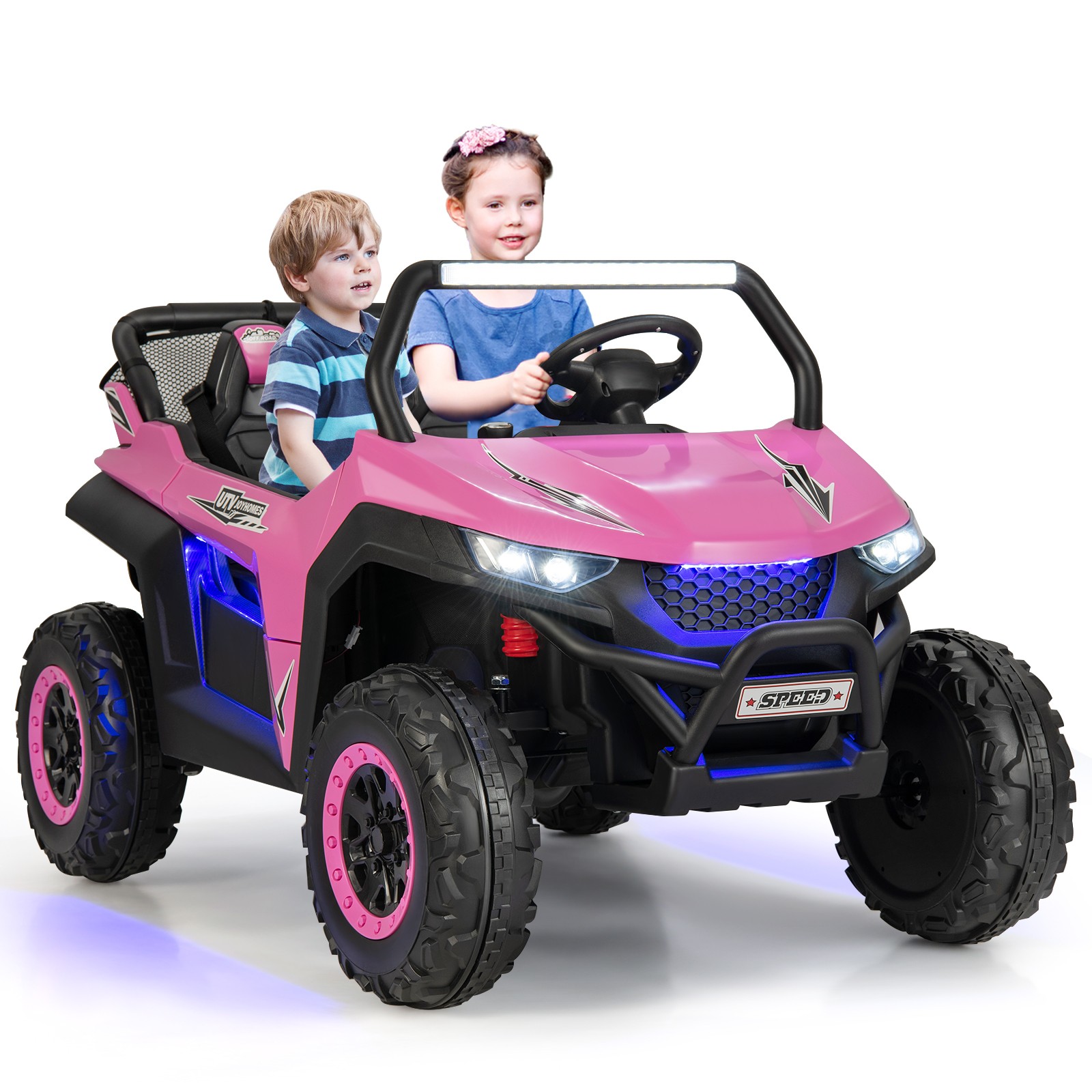 12V 2-Seater Kids Ride On UTV RC Electric Vehicle Suspension w/ Lights & Music
